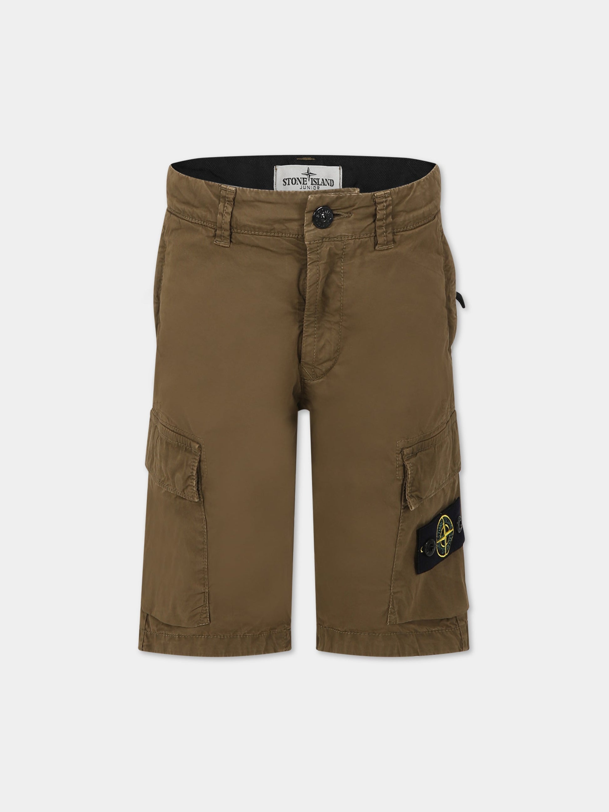 Shorts verdi per bambino con iconica bussola,Stone Island Junior,7816 L02 10 V0154