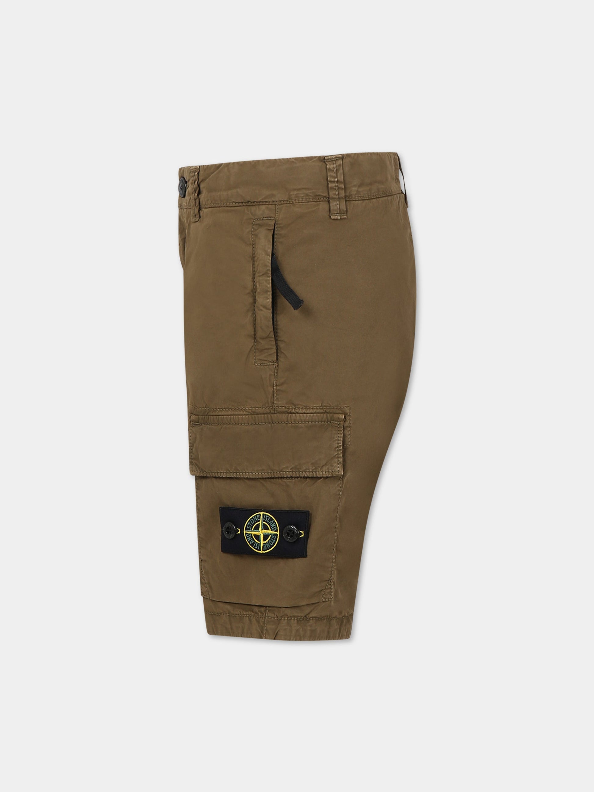 Shorts verdi per bambino con iconica bussola,Stone Island Junior,7816 L02 10 V0154