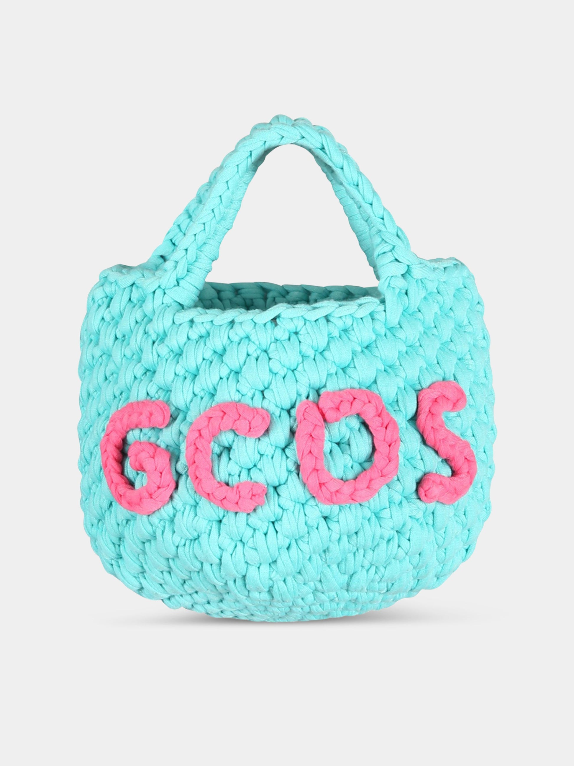 Borsa verde per bambina con logo e patch,Gcds Kids,DDX00E LKA10 30943