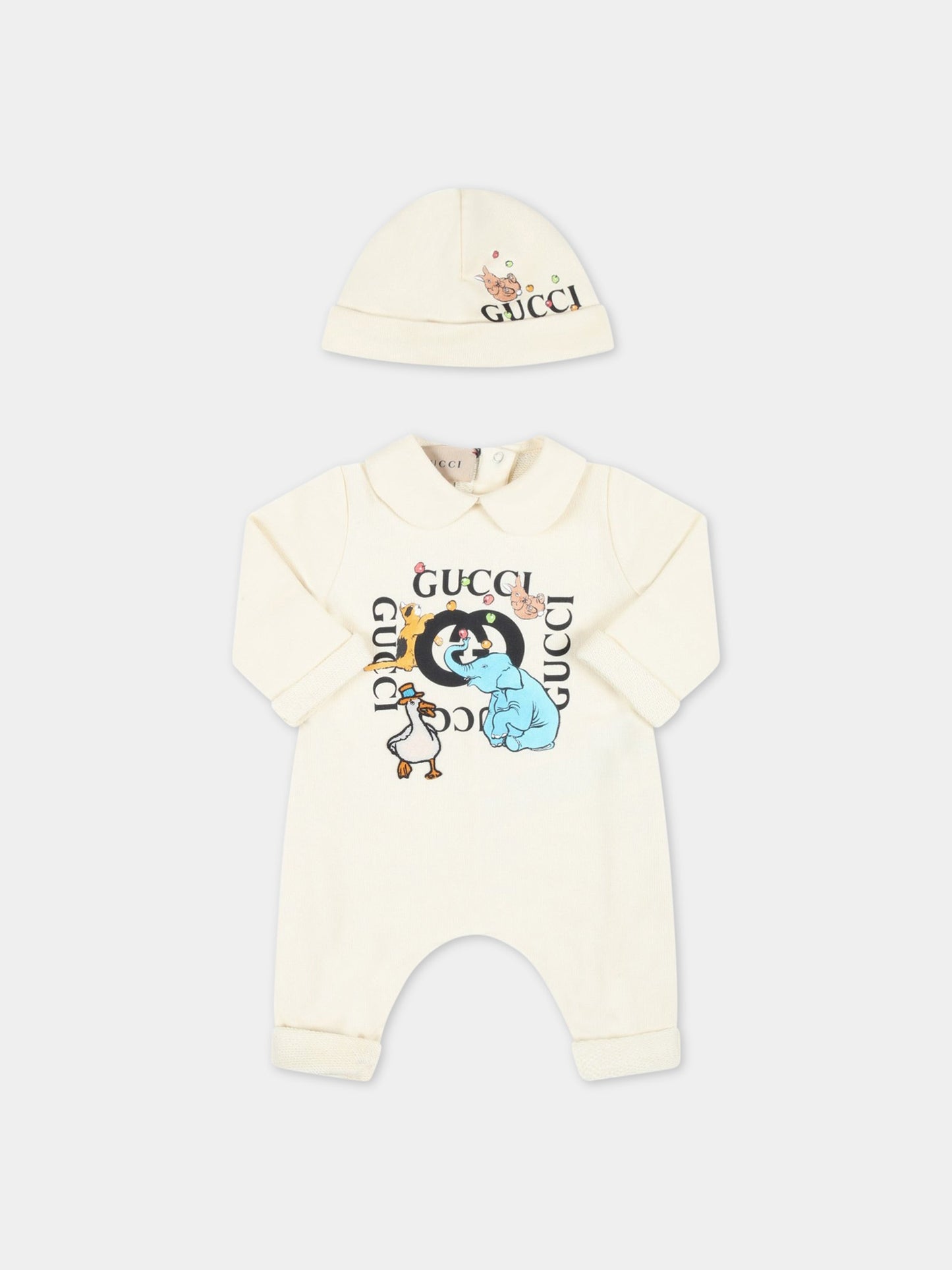 Set avorio per neonato con logo nero,Gucci Kids,600144 XJEZX 9756