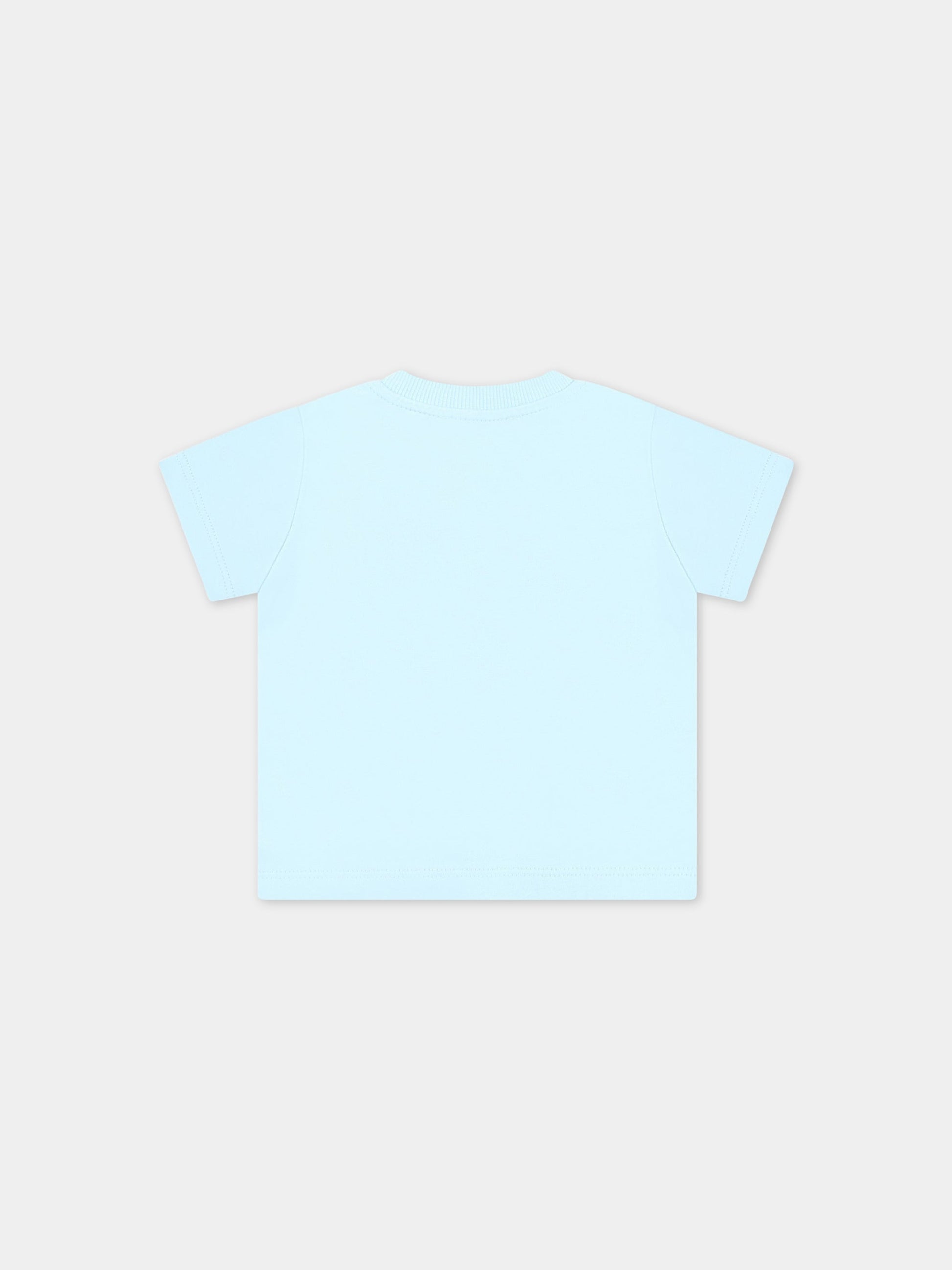 T-shirt celeste per neonato con Teddy Bear e logo,Moschino Kids,MOM032 LAA03 40304