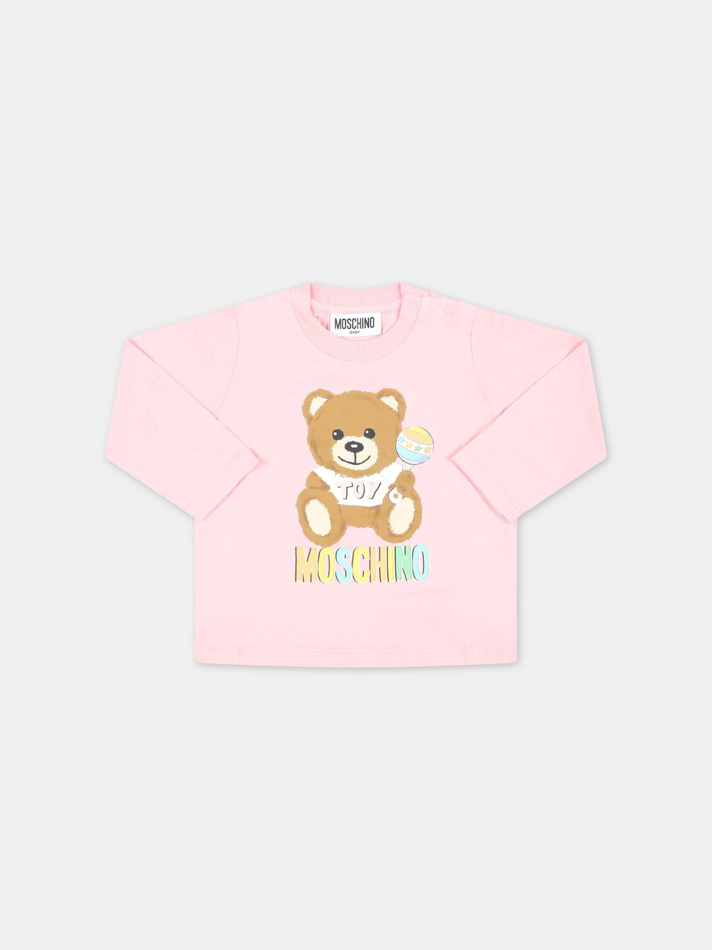 T-shirt rosa per neonata con Teddy Bear con gioco,Moschino Kids,MSO00D LAA03 50209