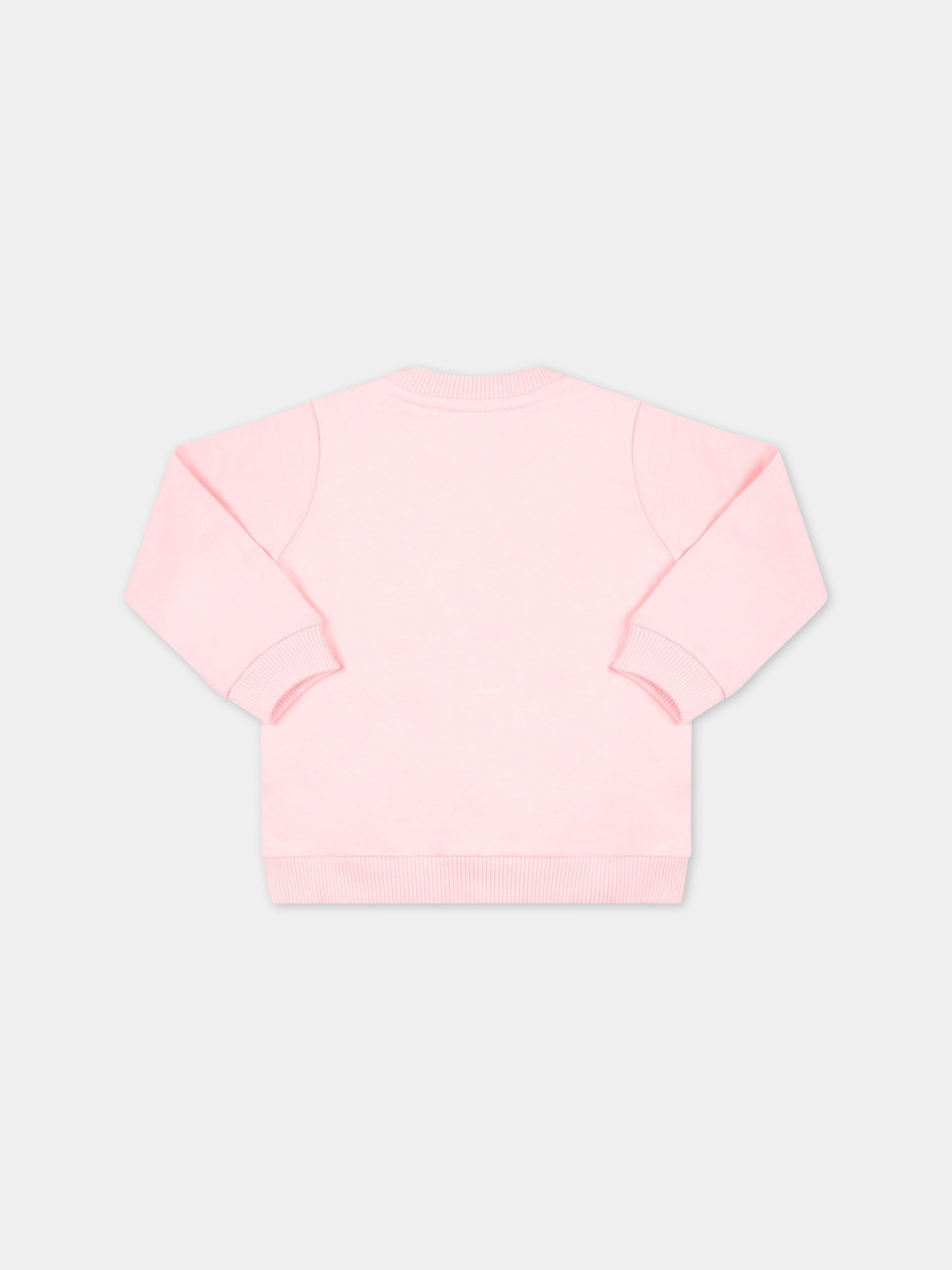 Felpa rosa per neonata con Teddy Bear e logo bianco,Moschino Kids,MMF04Q LCA19 50209