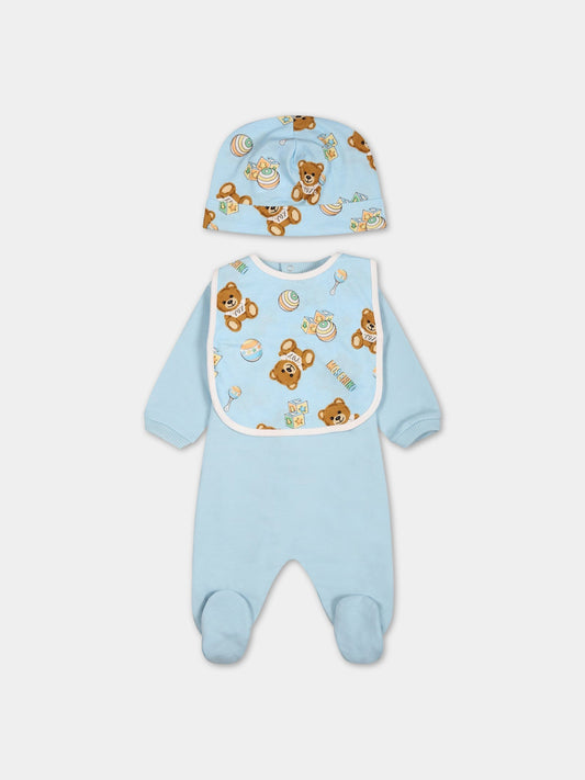Set celeste per neonato con Teddy Bear,Moschino Kids,MMY03I LCA19 40304
