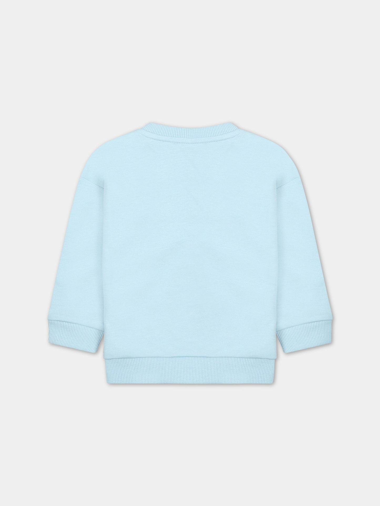 Felpa celeste per neonato con Teddy Bear e logo,Moschino Kids,MUF04S LCA19 40304