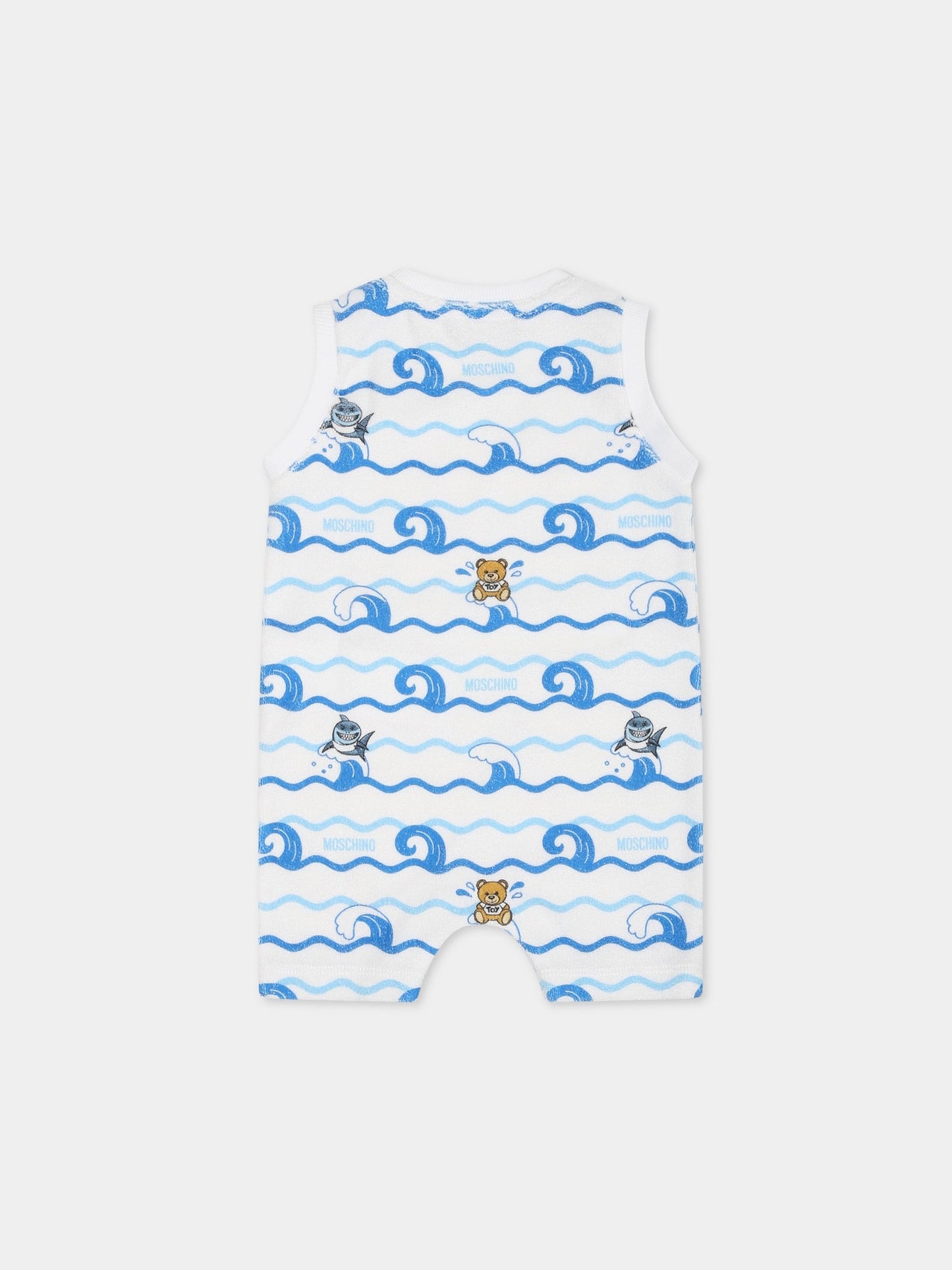 Set celeste per neonato con stampa e Teddy Bear,Moschino Kids,MUY04W LAA02 84294