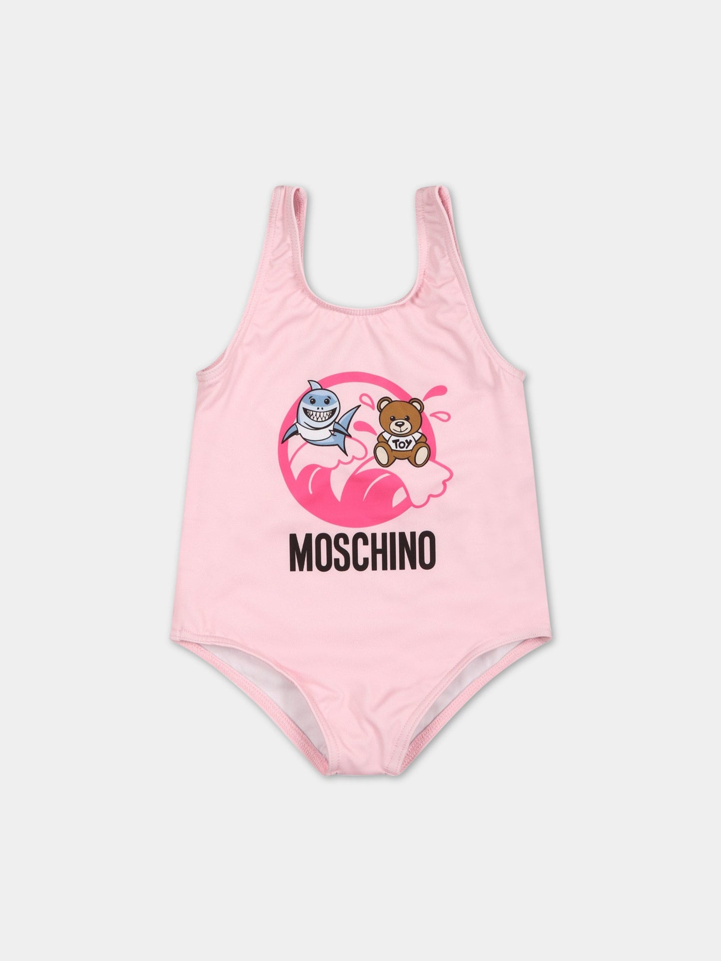 Costume rosa per neonata con stampa e Teddy Bear,Moschino Kids,MLL00A LKA00 50209