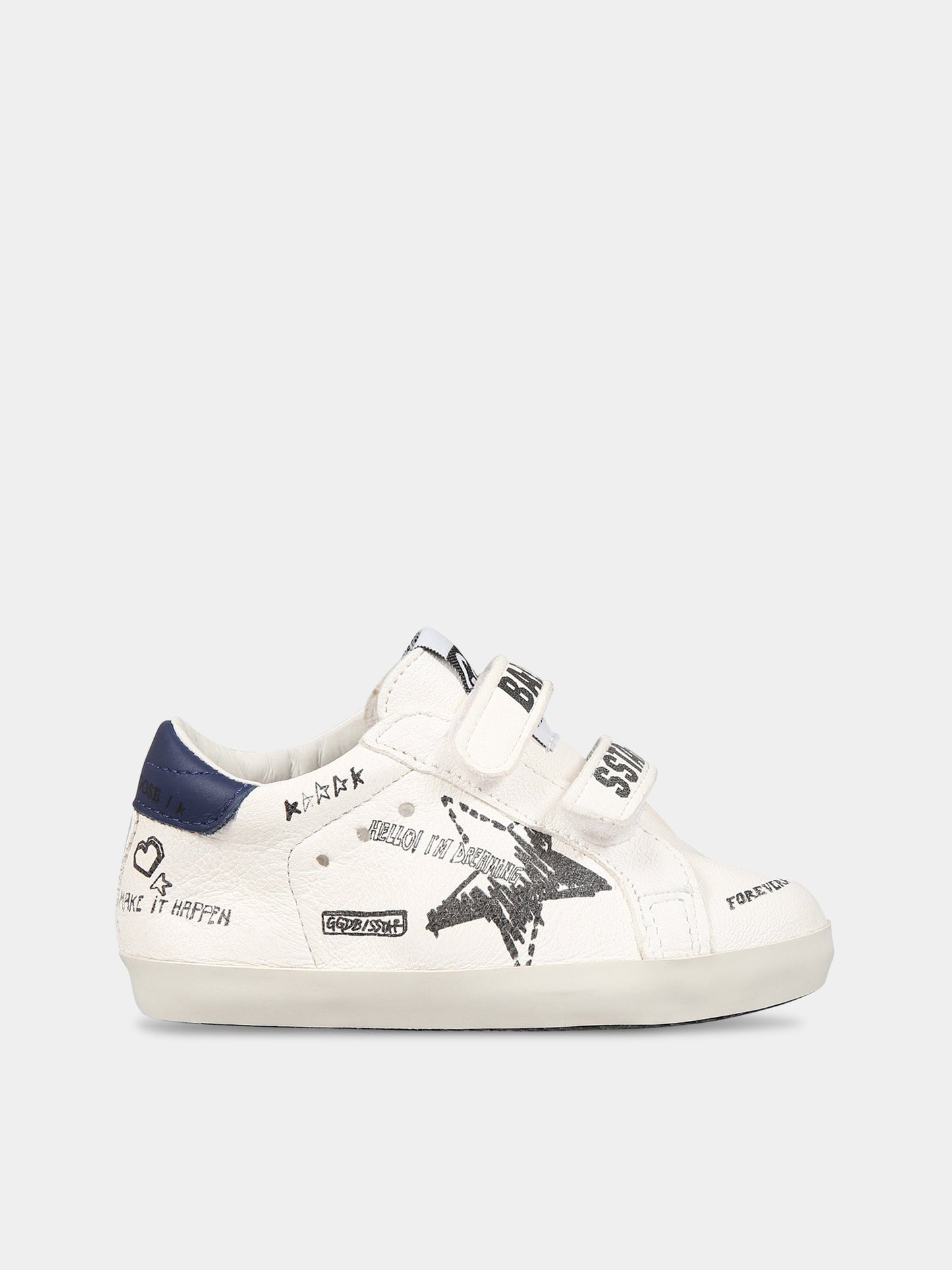 Sneakers bianco per neonati con stampa e logo,Golden Goose,GIF00502 F004237 15443