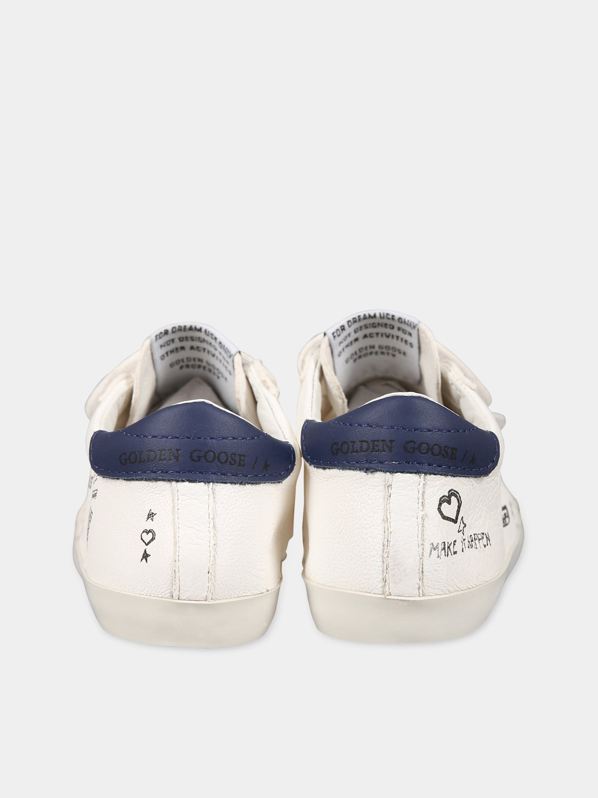 Sneakers bianco per neonati con stampa e logo,Golden Goose,GIF00502 F004237 15443