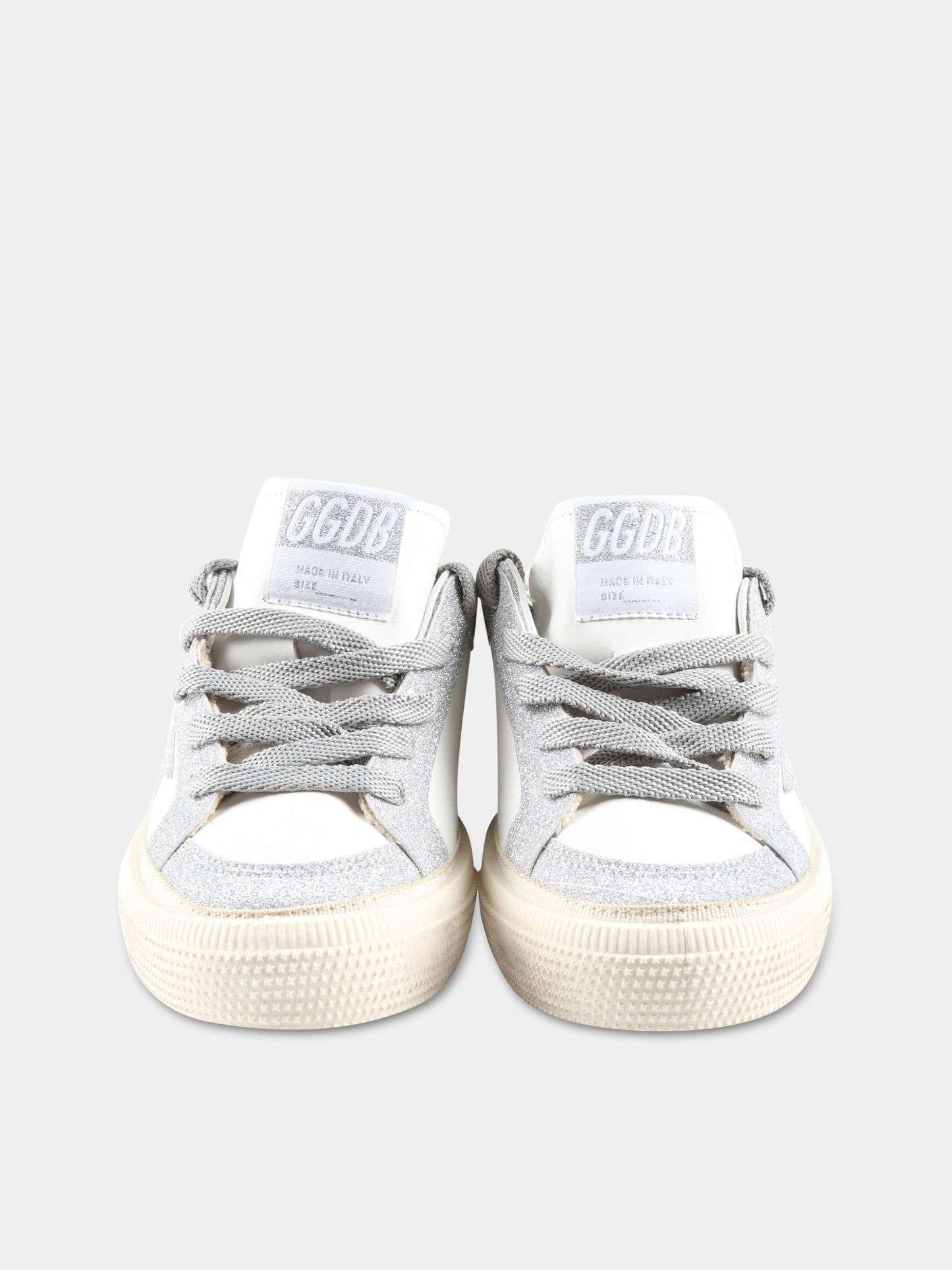 Sneakers bianche per bambina con stella argentata,Golden Goose,GYF00495 F004216 80185