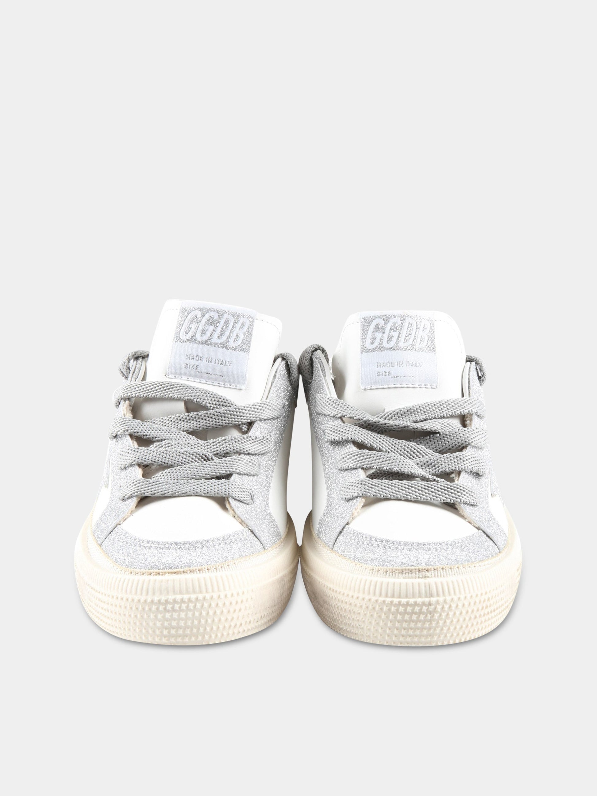 Sneakers bianche per bambina con stella argentata,Golden Goose,GYF00495 F004216 80185