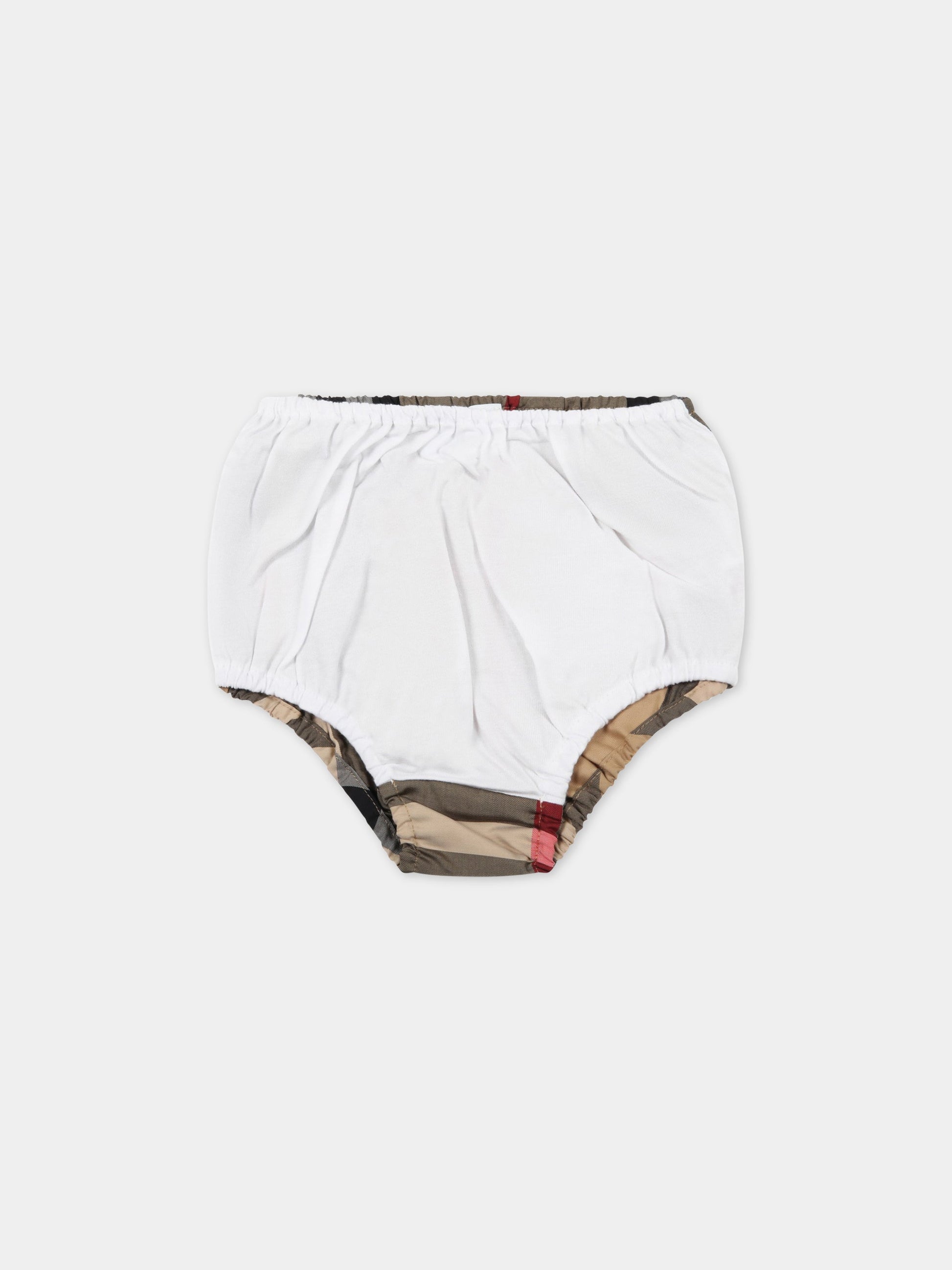 Vestito bianco per neonata con iconico check vintage,Burberry Kids,8048628