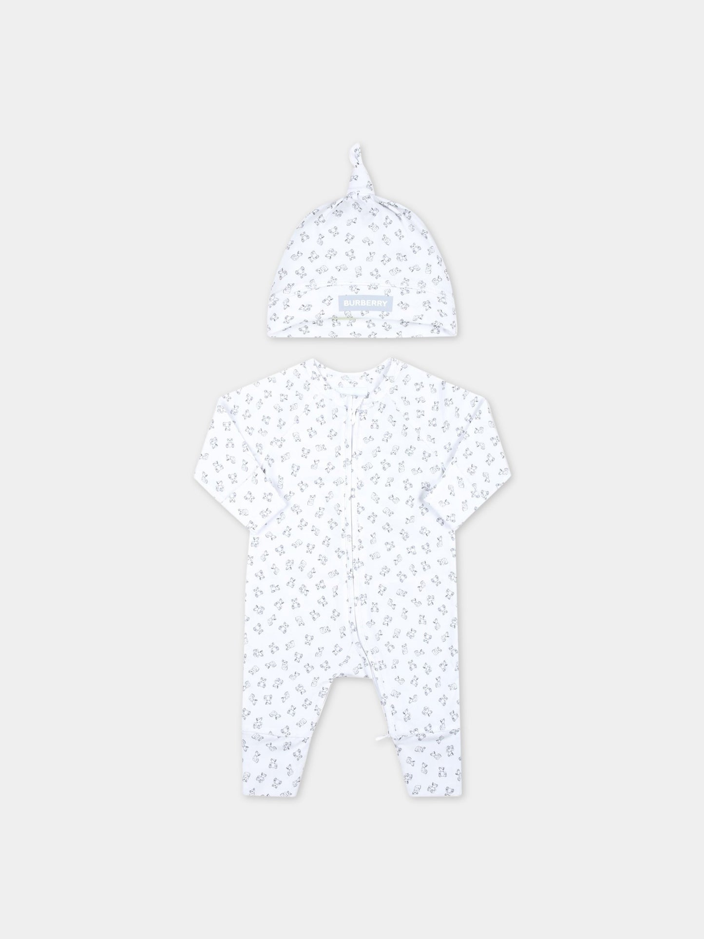 Set bianco per neonati con Thomas Bear,Burberry Kids,8062659
