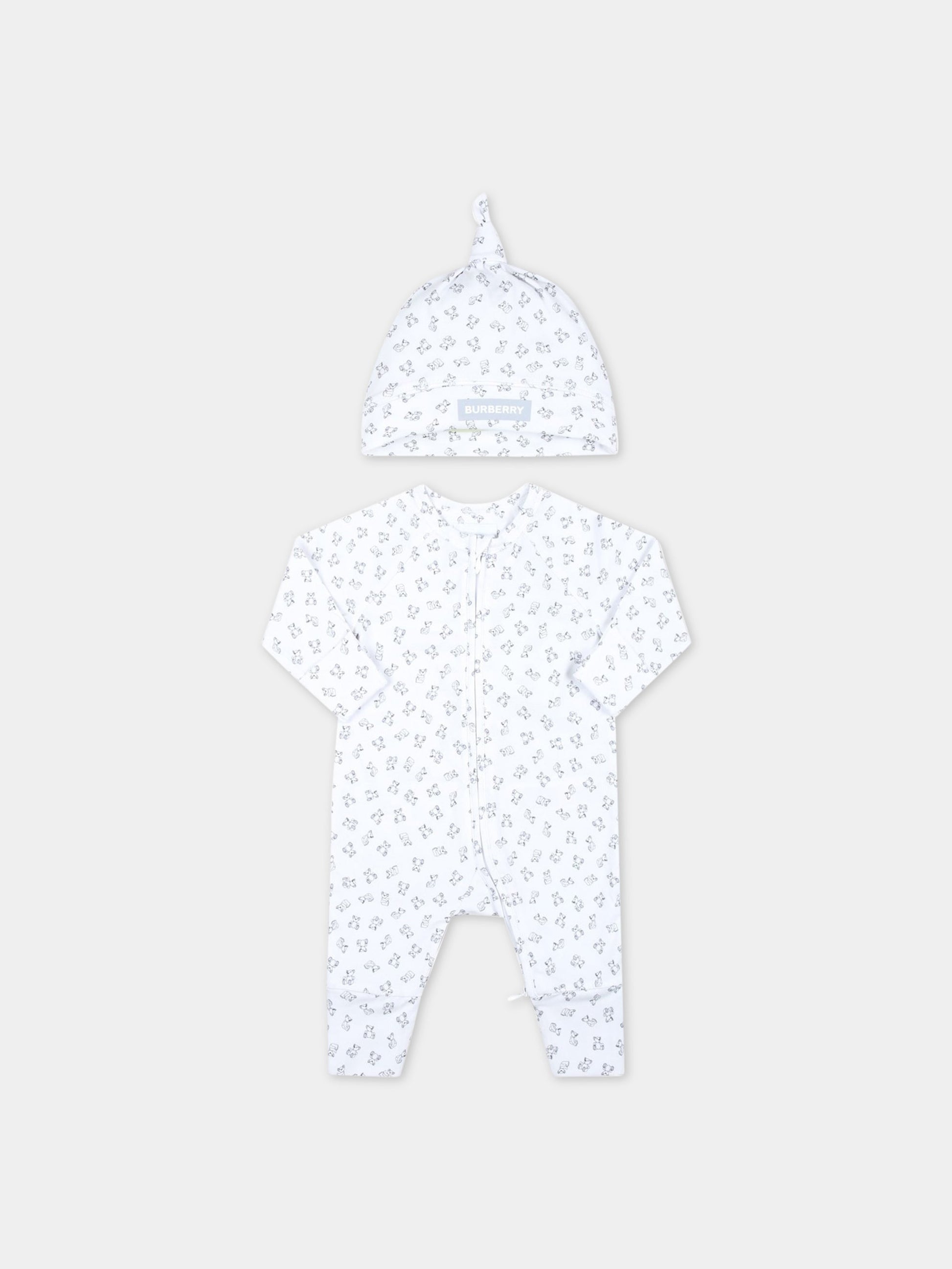 Set bianco per neonati con Thomas Bear,Burberry Kids,8062659