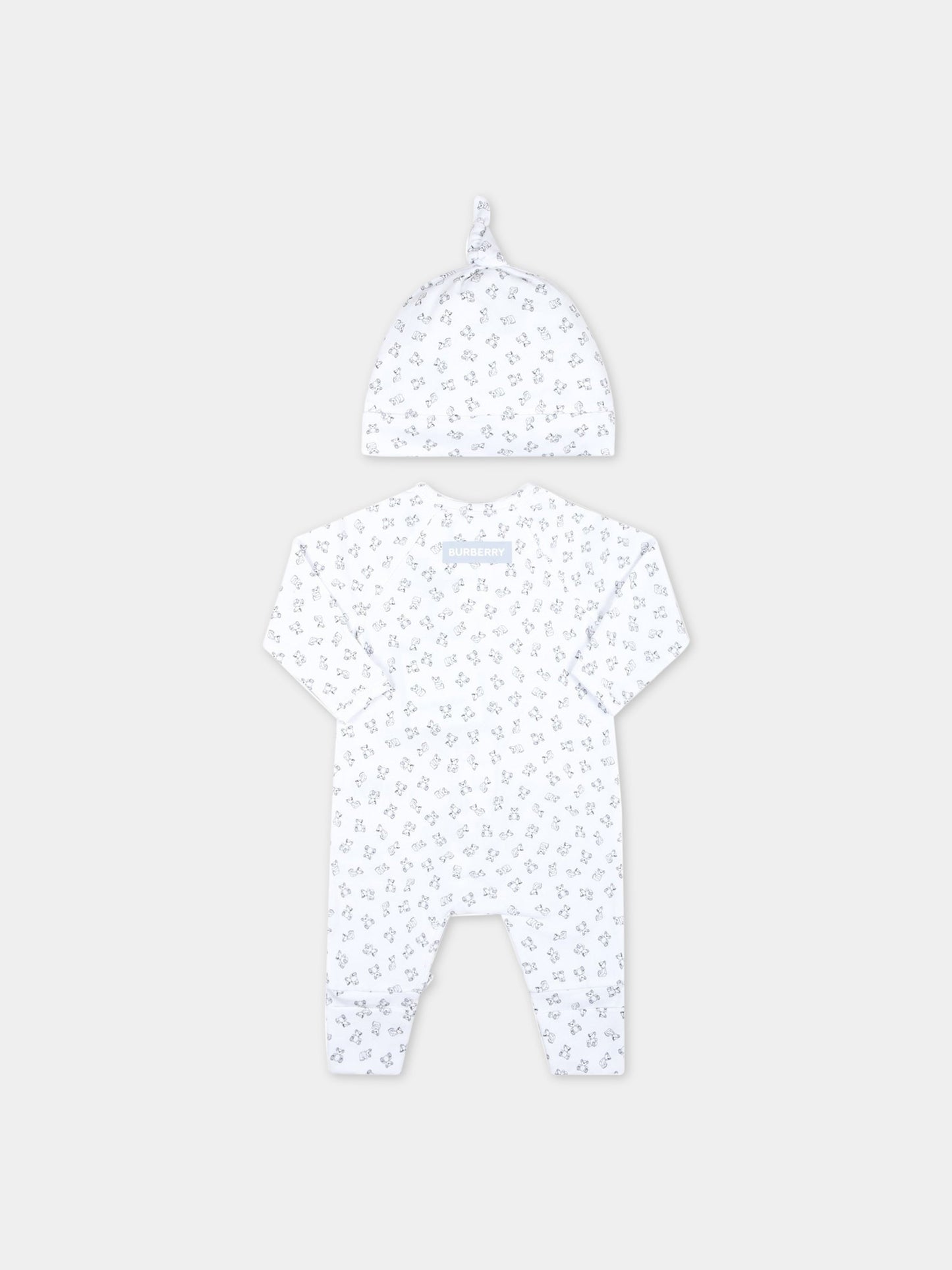 Set bianco per neonati con Thomas Bear,Burberry Kids,8062659