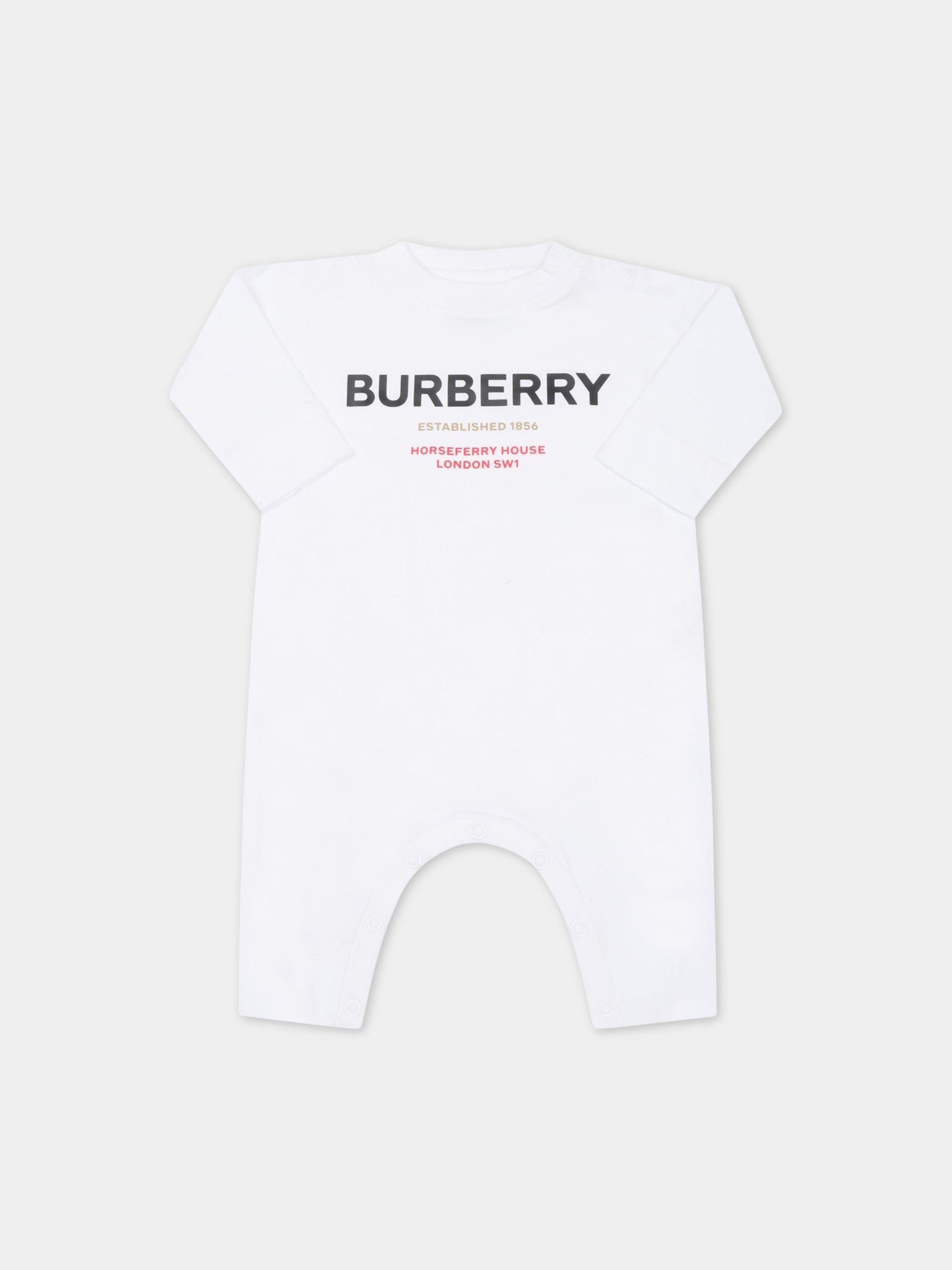 Tutina bianca per neonati con brand name,Burberry Kids,8064745