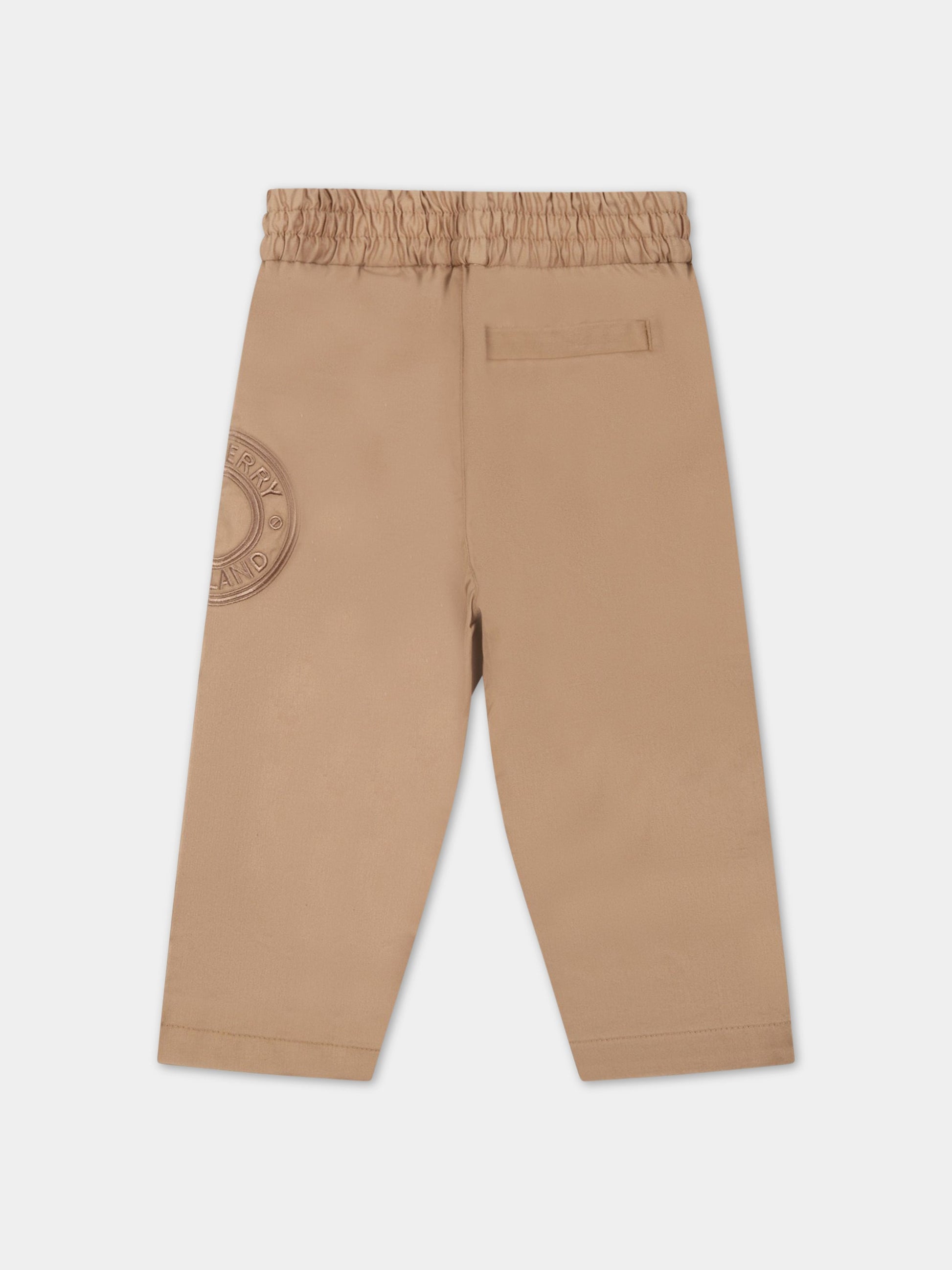 Pantalone beige per neonato con logo,Burberry Kids,8061989
