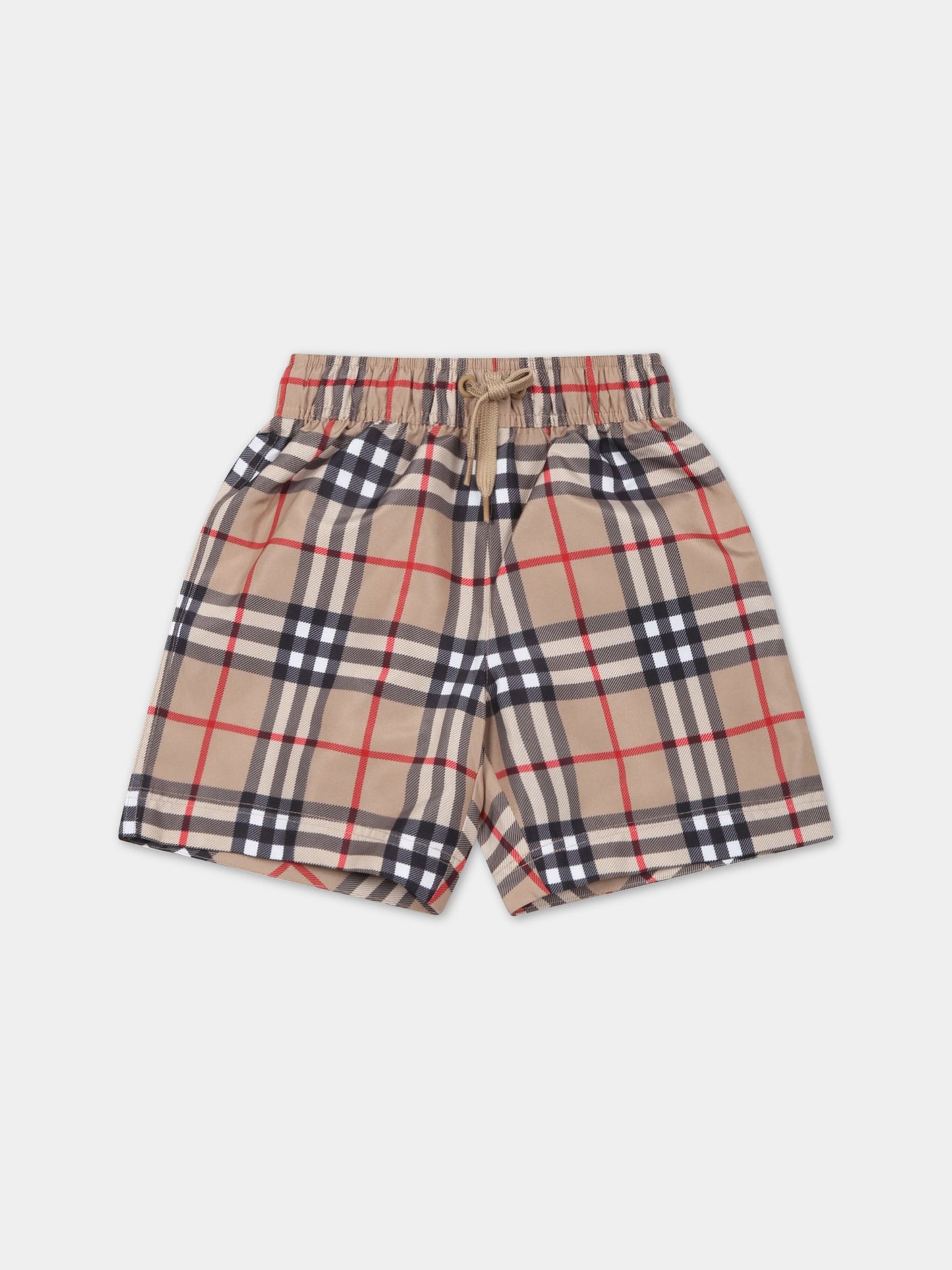 Boxer beige mare per neonato con iconico check vintage,Burberry Kids,8062273