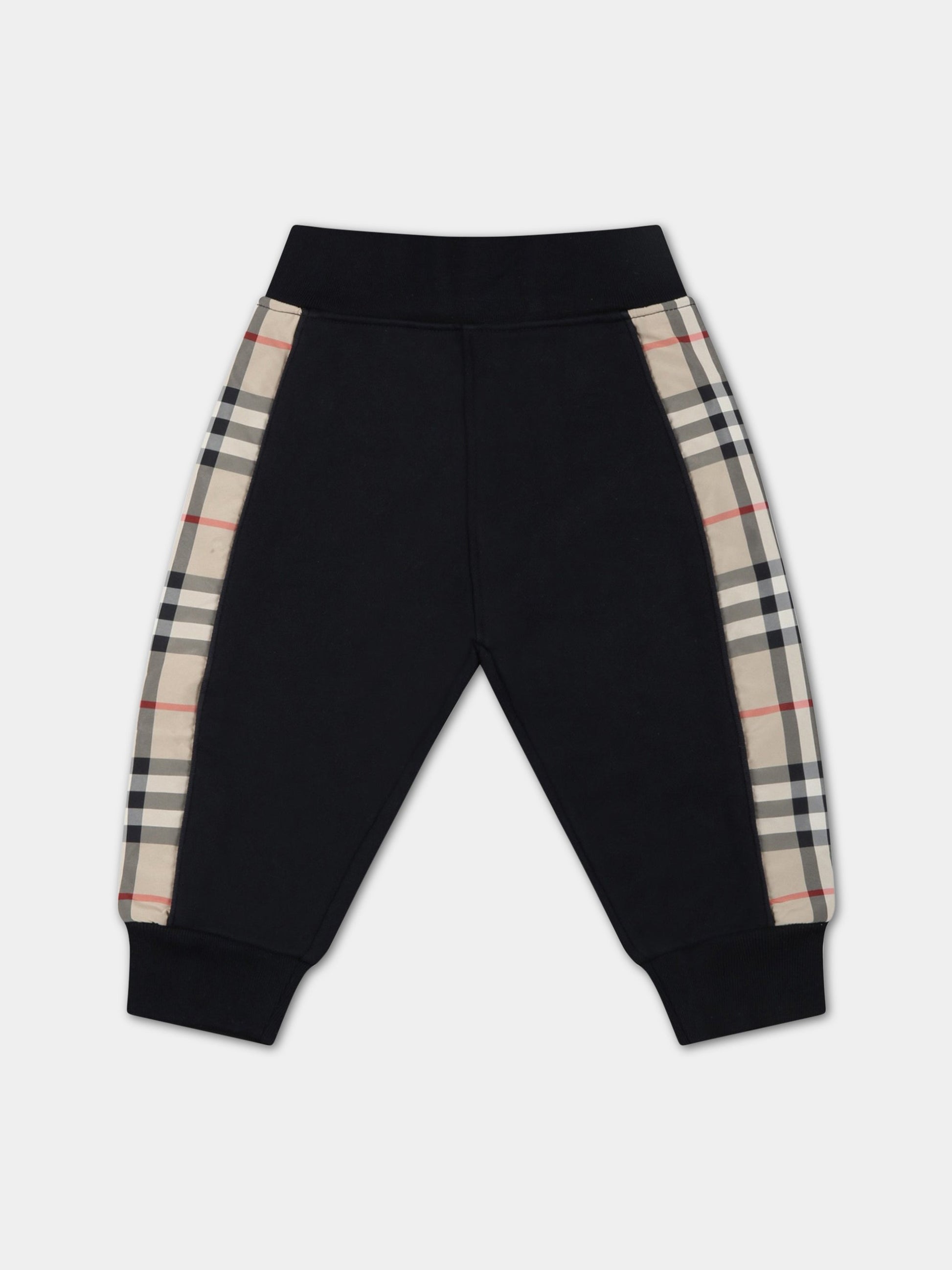 Pantaloni neri da tuta per neonato con check vintage,Burberry Kids,8061445