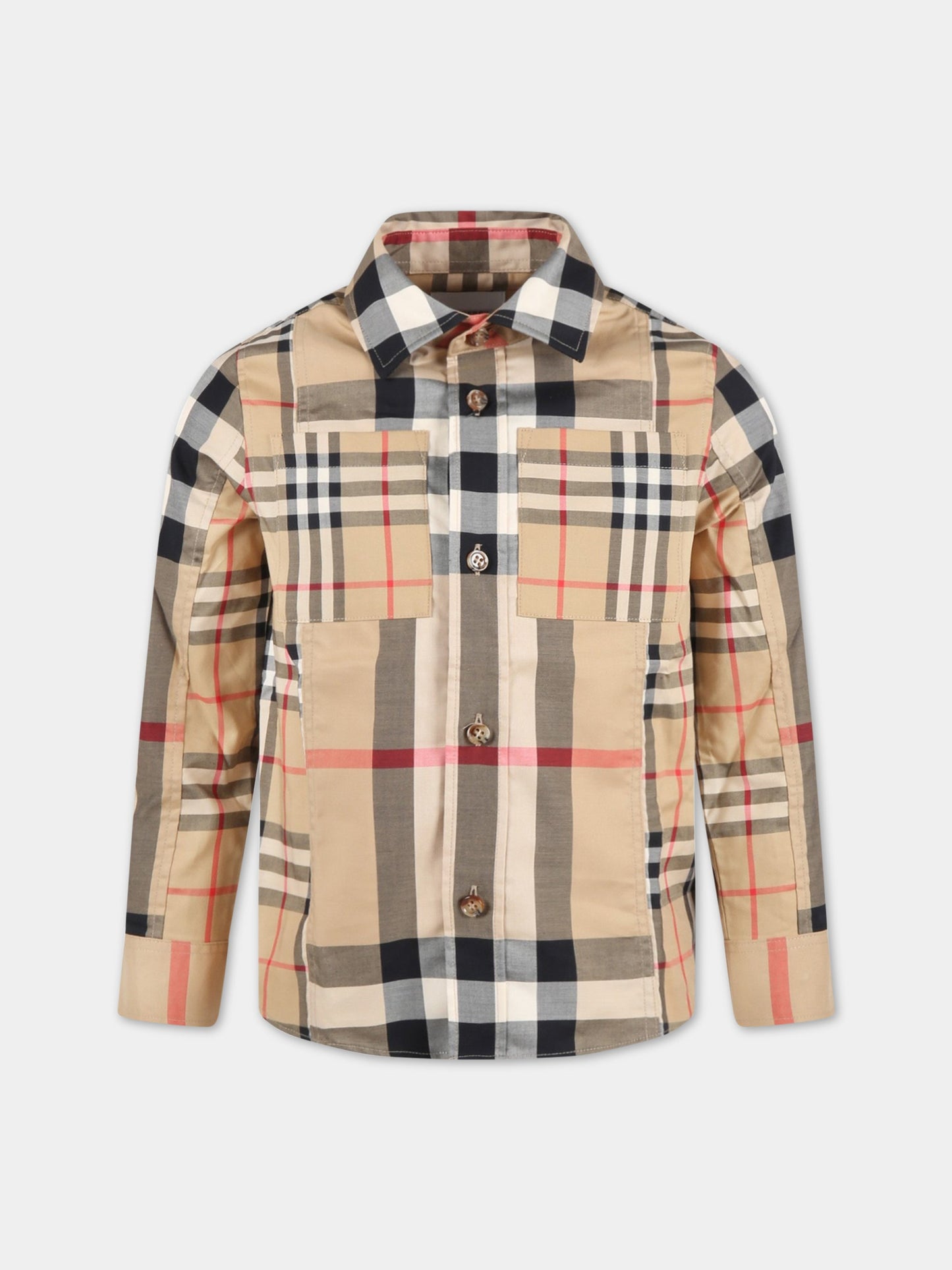 Camicia beige per bambino con check vintage,Burberry Kids,8061467