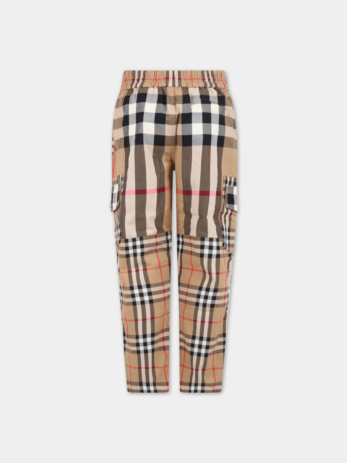Pantlaoni beige per bambino con check vintage,Burberry Kids,8061537