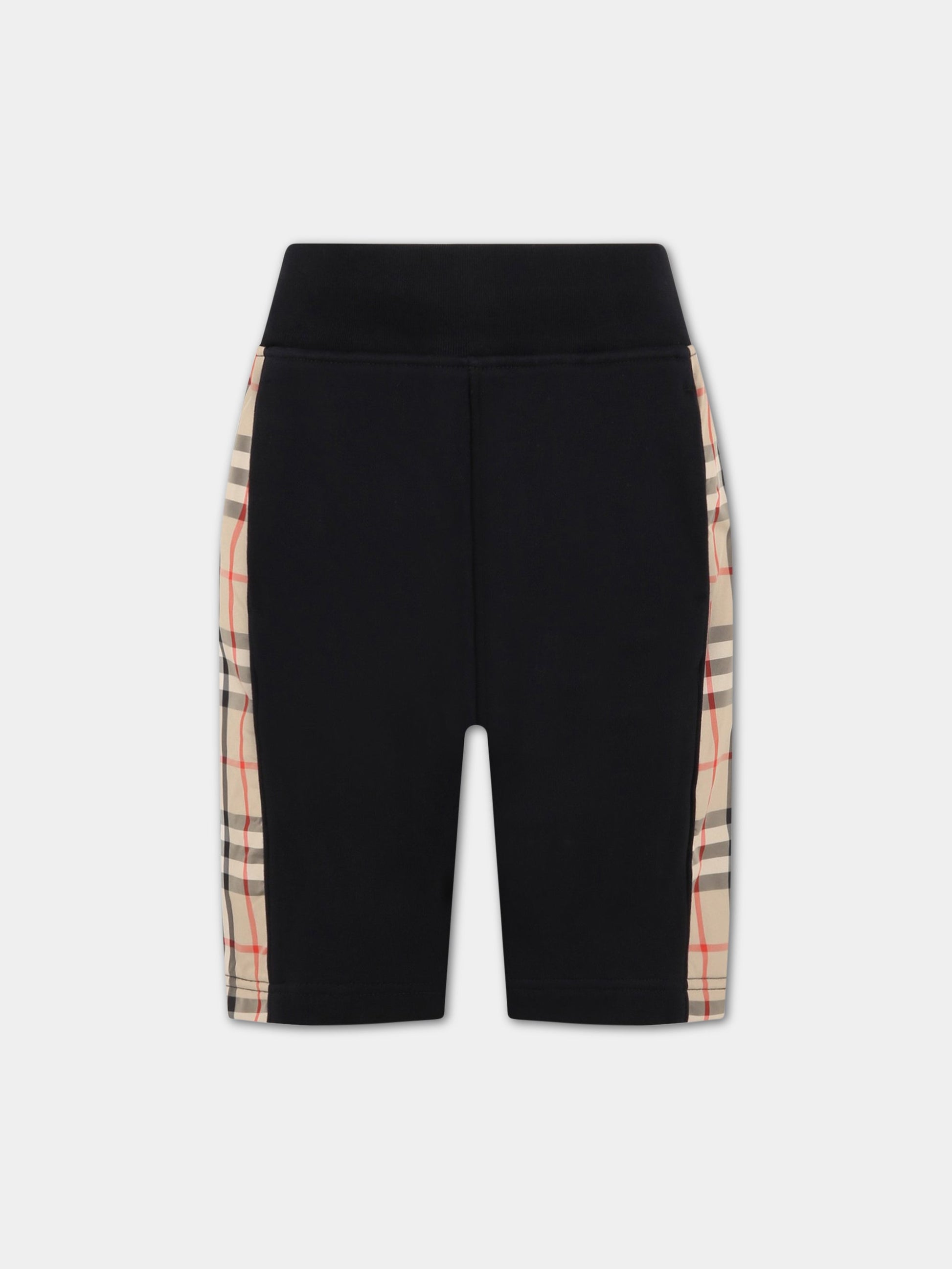Shorts neri per bambino con check vintage,Burberry Kids,8060958