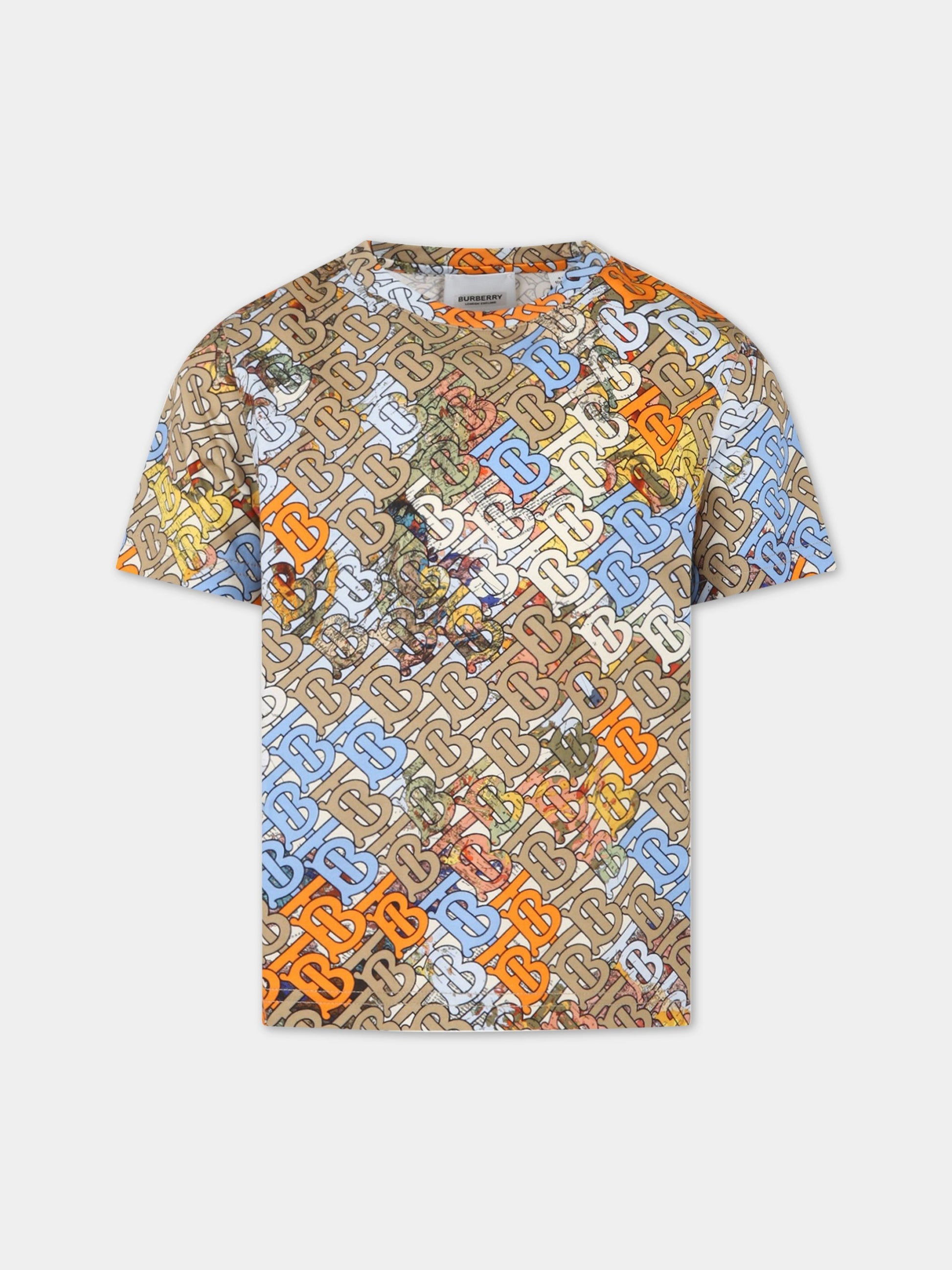 T-shirt multicolor per bambino con logo,Burberry Kids,8062180