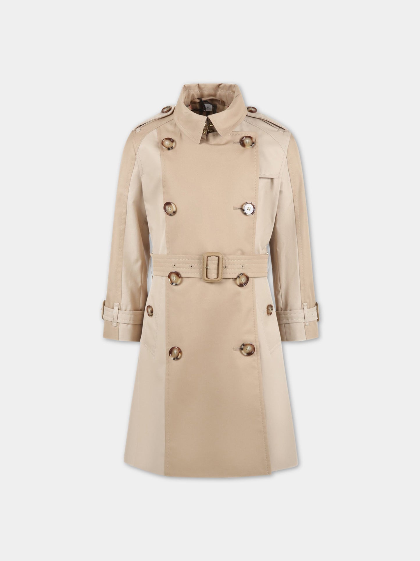 Trench beige per bambini con check vintage,Burberry Kids,8061723