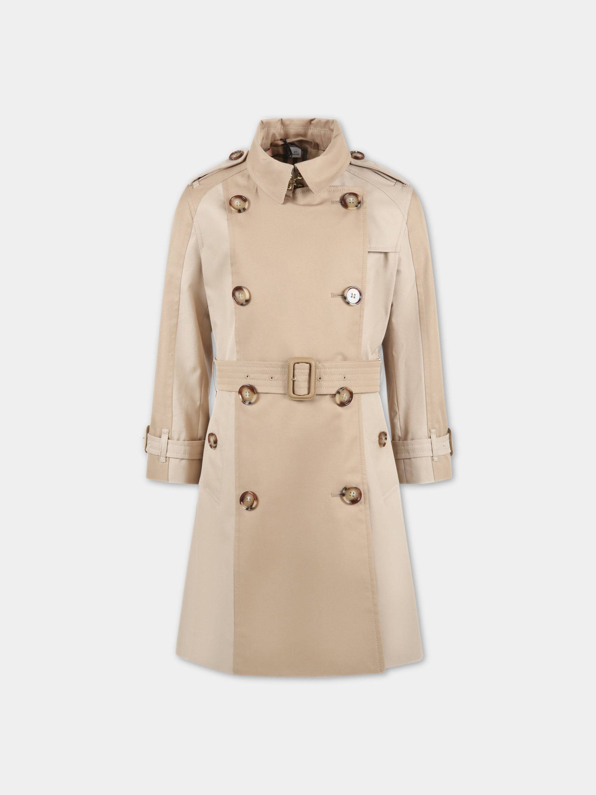 Trench beige per bambini con check vintage,Burberry Kids,8061723