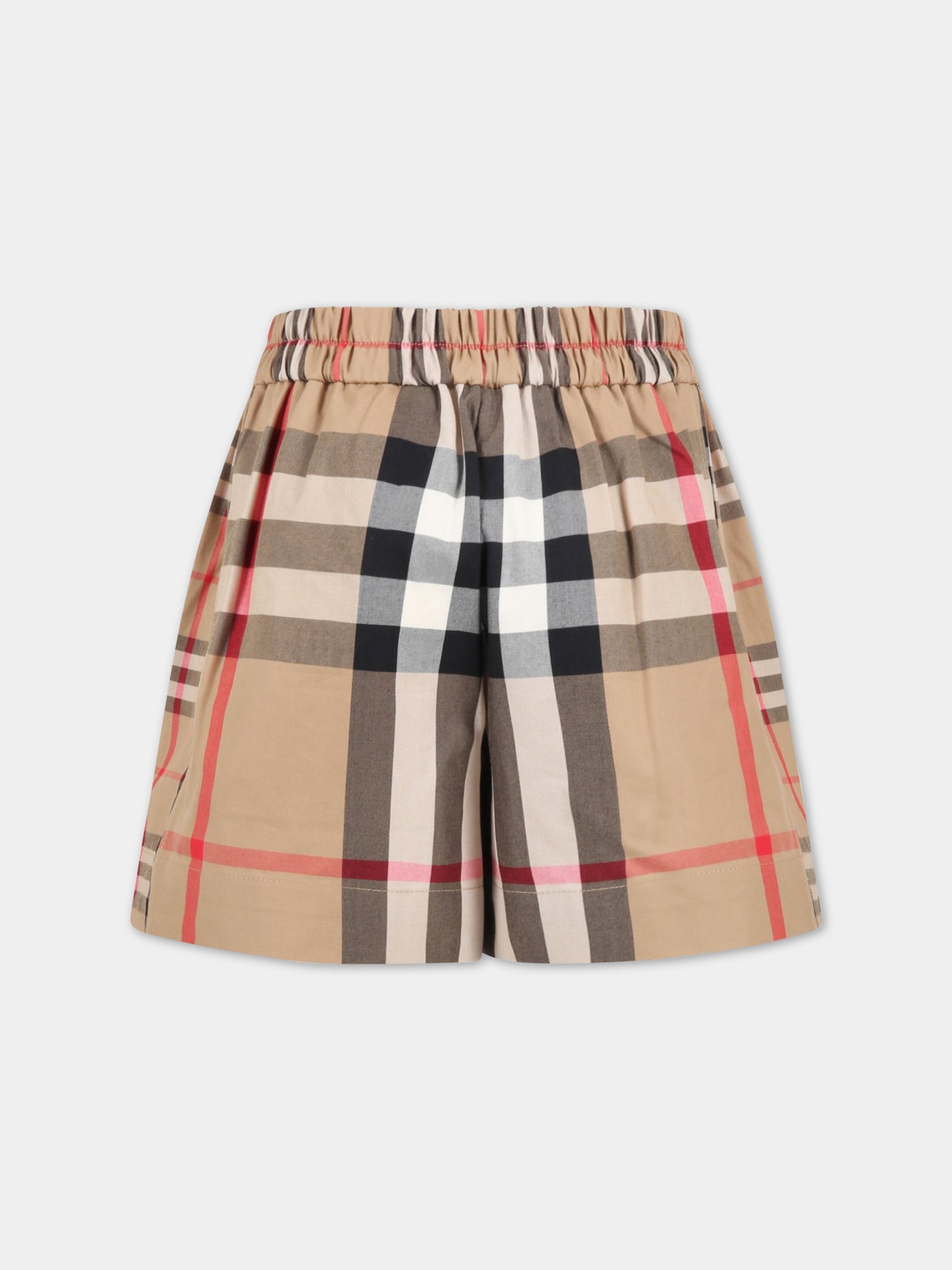 Shorts beige per bambino con check vintage,Burberry Kids,8061957
