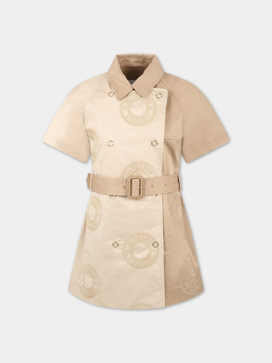Vesito beige per bambina con logo,Burberry Kids,8061964