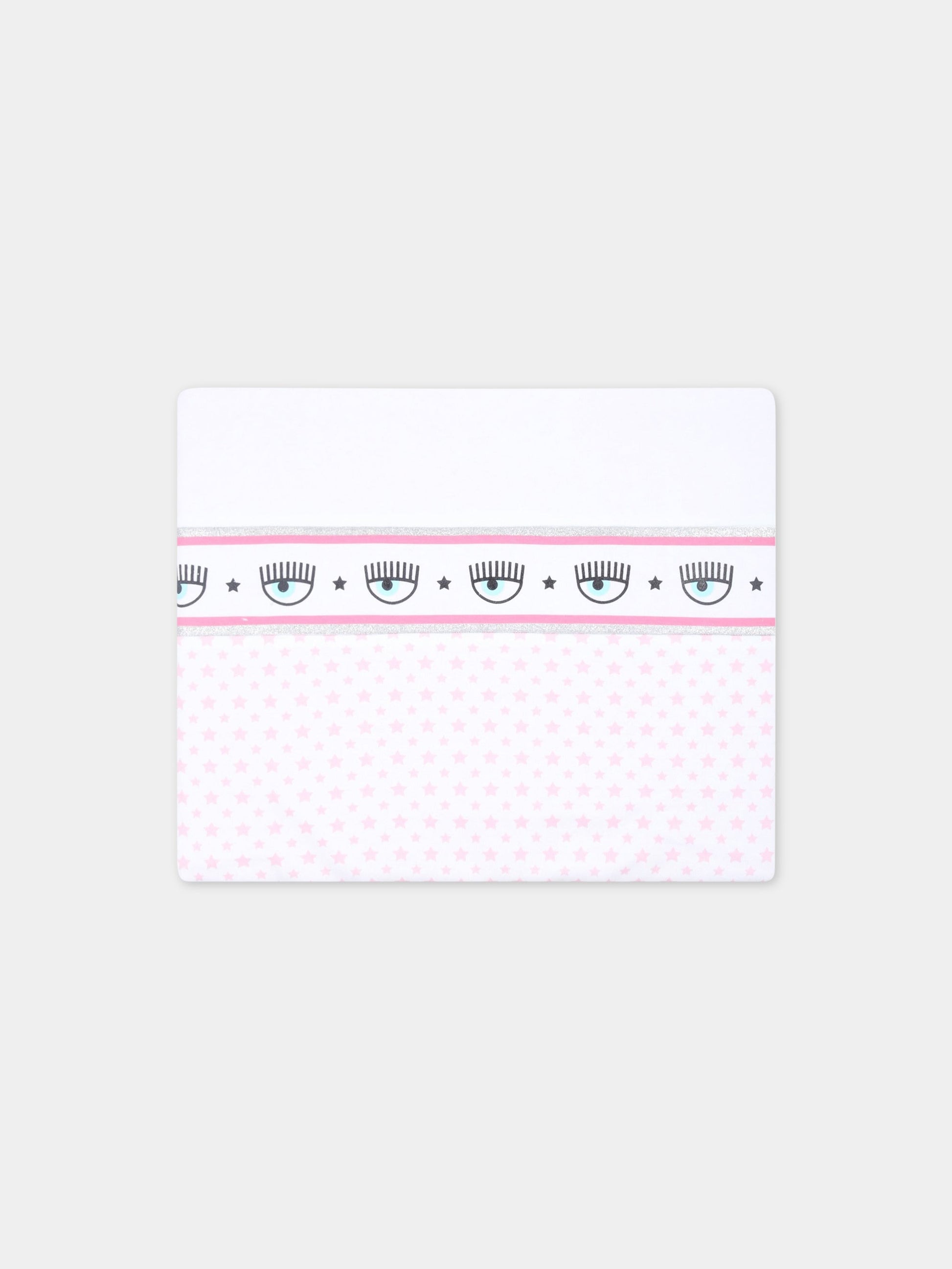 Coperta bianca per neonata con stelle e occhiolini,Chiara Ferragni Collection,55A002 1001 9990