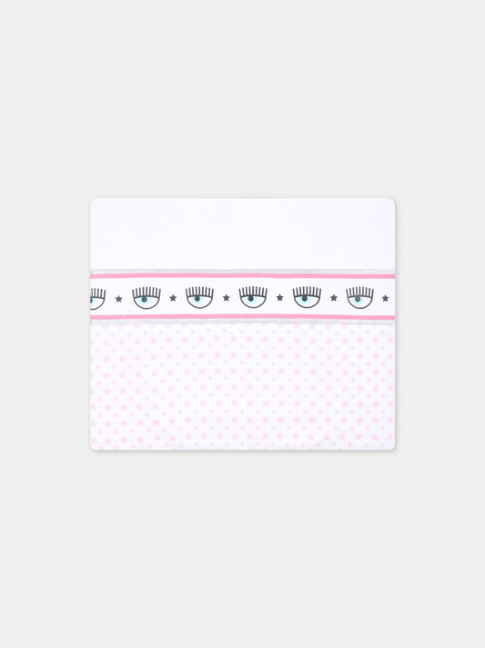 Coperta bianca per neonata con stelle e occhiolini,Chiara Ferragni Collection,55A002 1001 9990