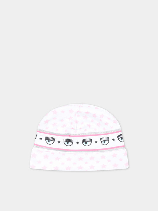 Cappello bianco per neonata con occhiolini,Chiara Ferragni Collection,55A000 1001 9990