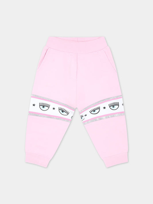 Pantaloni rosa da tuta per neonata con iconico occhiolino,Chiara Ferragni Collection,53A400 1040 0090