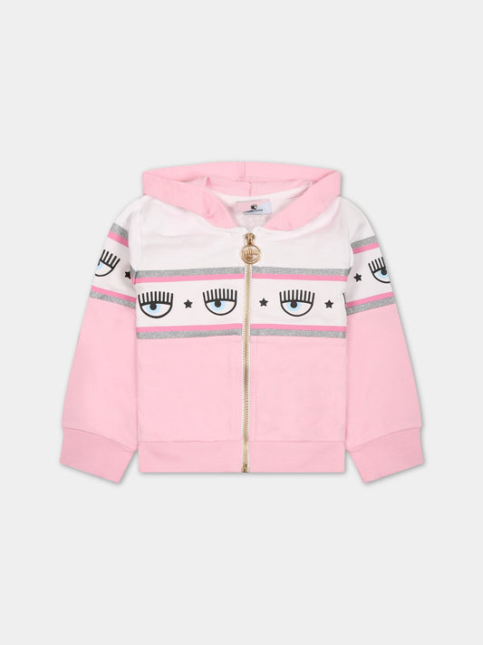 Felpa rosa per neonata con iconici occhiolini,Chiara Ferragni Collection,53A800 1040 0090
