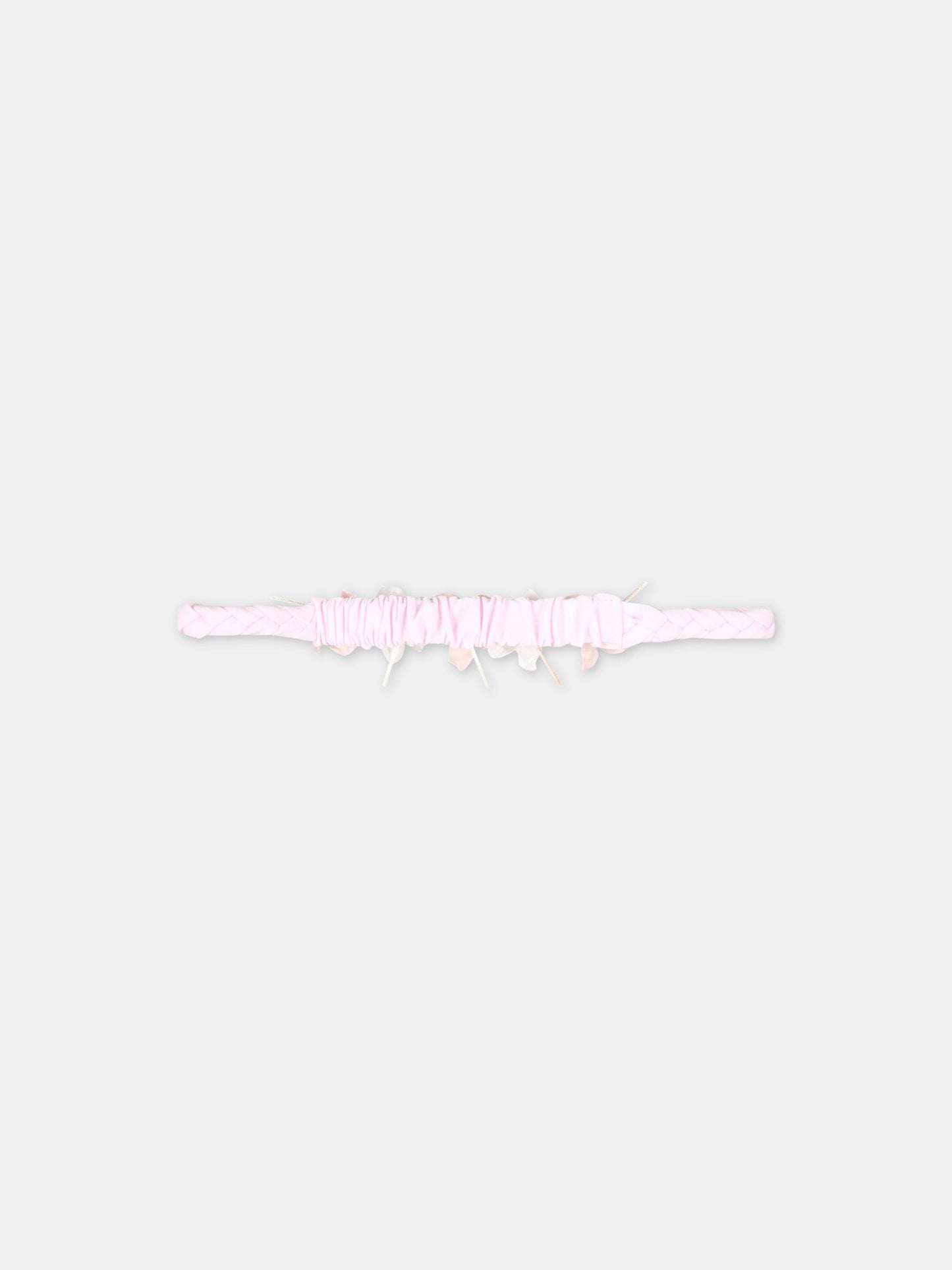 Cerchietto rosa per bambina con fiori rosa e bianchi,Monnalisa,73A005 1201 0091