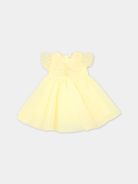 Vestito giallo per neonata con patch logato,Monnalisa,31A901 T9945 0014
