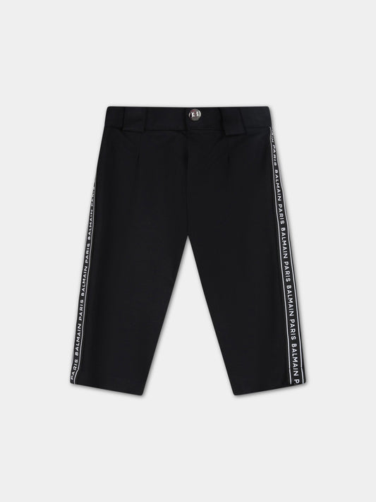 Pantaloni neri per neonato con logo bianco,Balmain Kids,BS6580 J0035 930