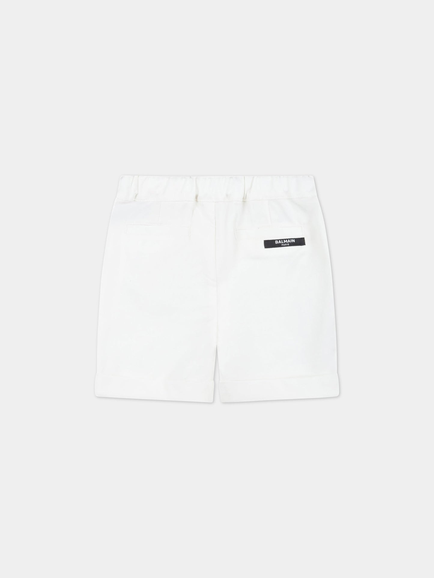 Shorts avorio per neonato con patch logato,Balmain Kids,BS6609 I0089 101