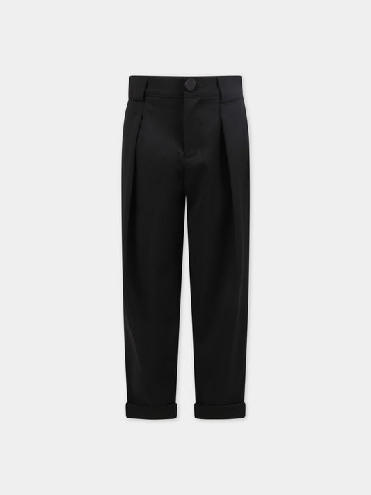 Pantaloni neri per bambino con patch logato,Balmain Kids,BS6Q30 I0089 930