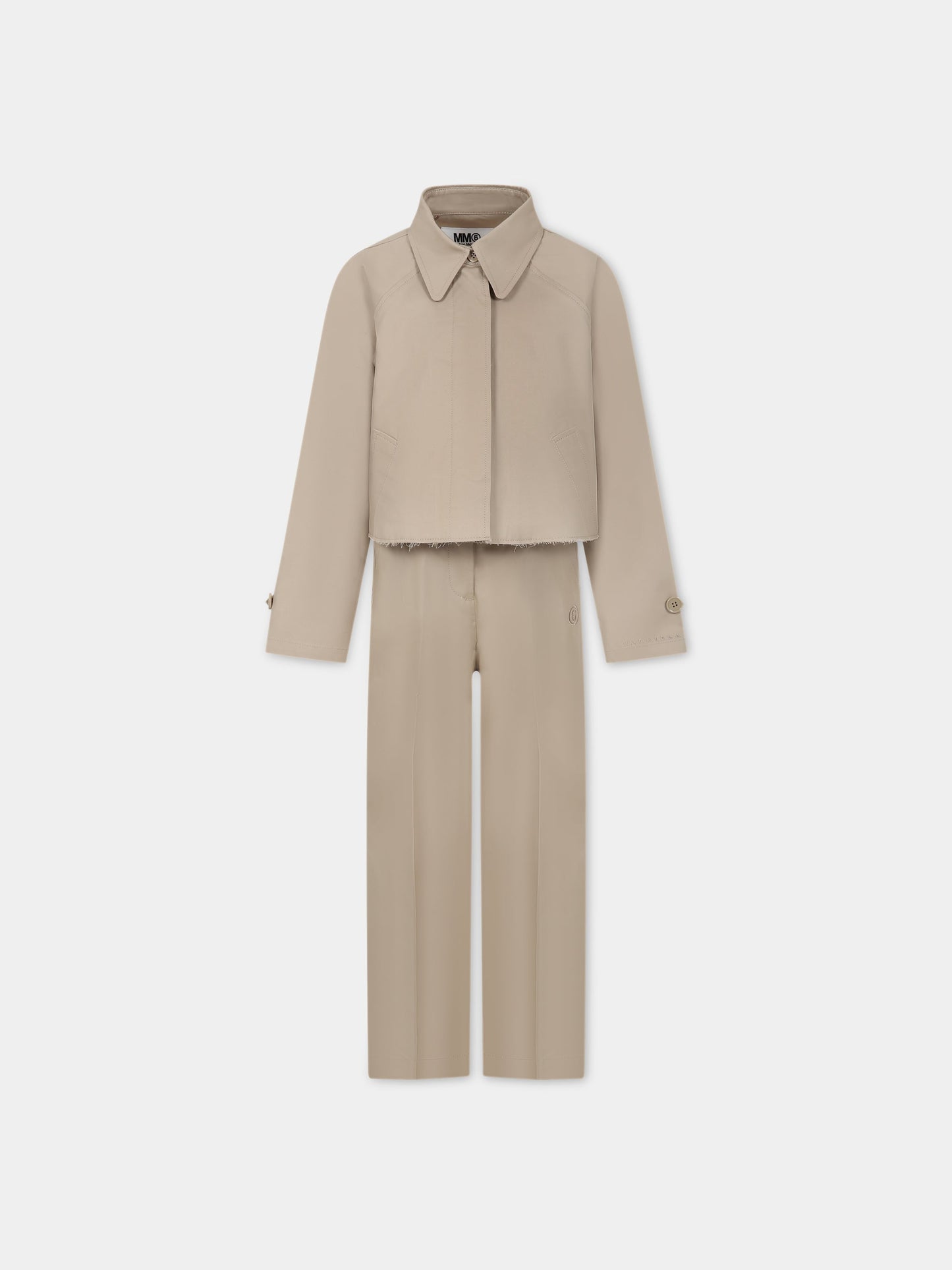 Pantaloni beige per bambina con logo,Mm6 Maison Margiela,M60285 MM036 M6703