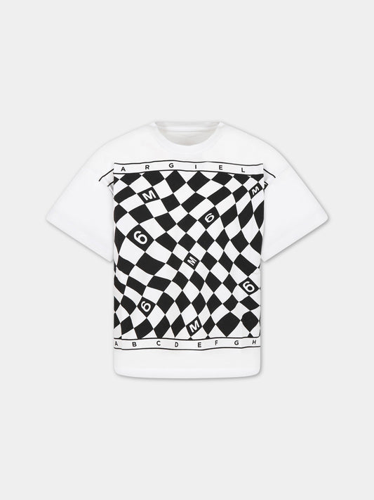 T-shirt bianca per bambino con logo,Mm6 Maison Margiela,M60344 MM058 M6100