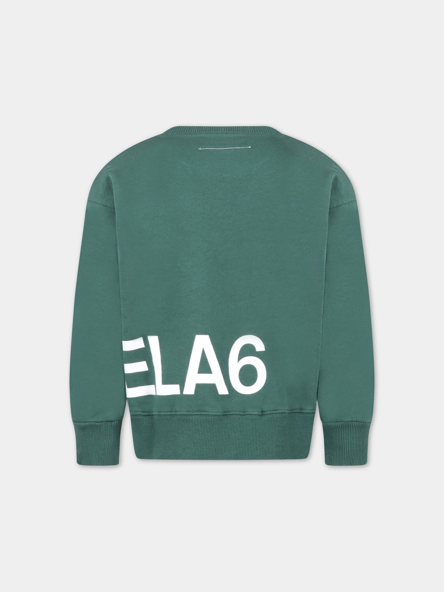 Felpa verde per bambini con logo bianco,Mm6 Maison Margiela,M60313 MM006 M6507