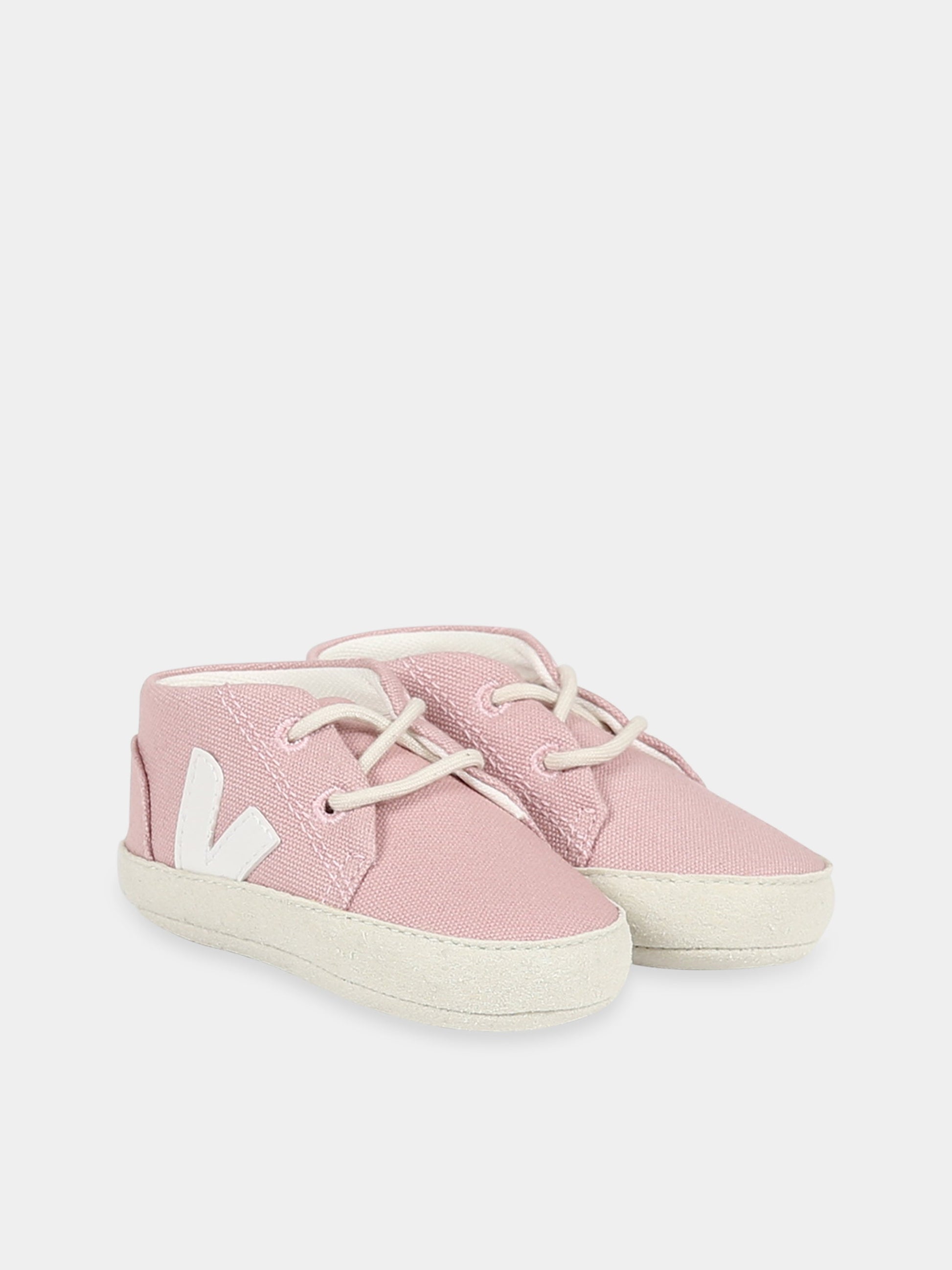 Sneakers rosa per neonata con logo bianco,Veja,BB0103277C