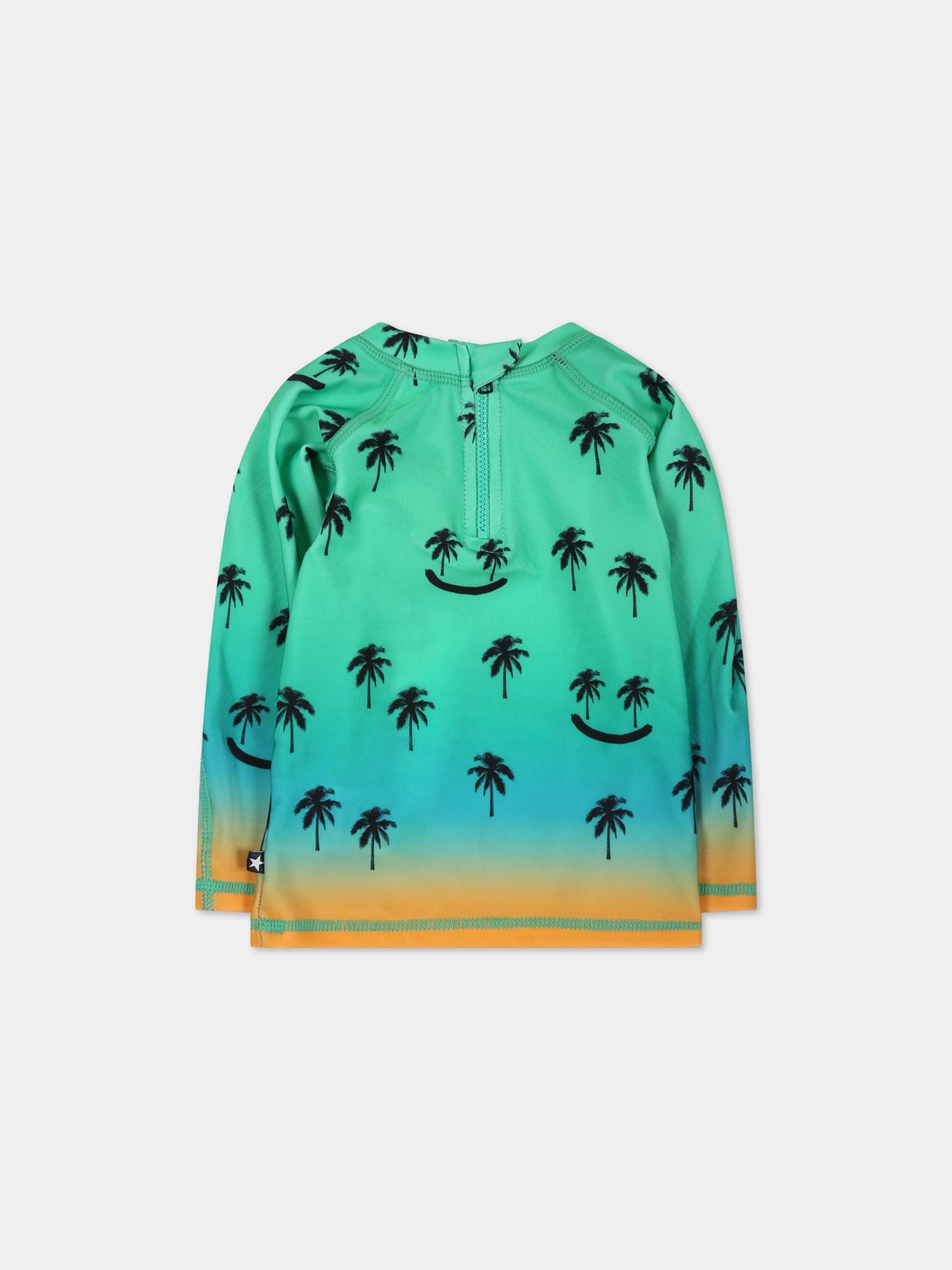 T-shirt verde anti UV per neonato con stampa palme e logo,Molo,8S23P201 7913