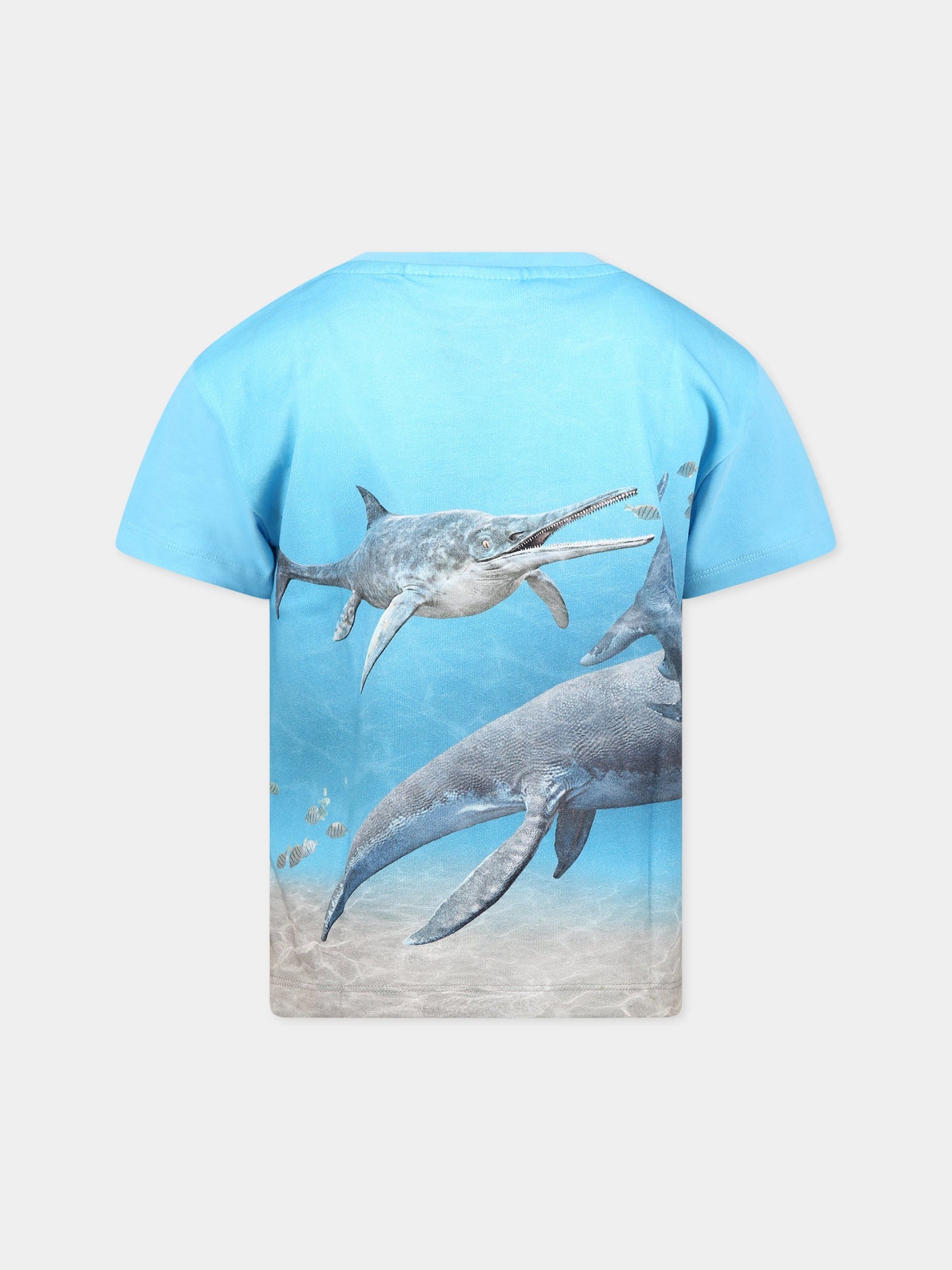 T-shirt azzurra per bambino con stampa mondo acquatico,Molo,1S23A218 3234