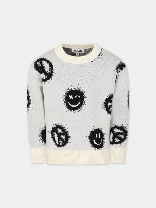 Maglione bianco per bambino con smile,Molo,1S23K202 6833