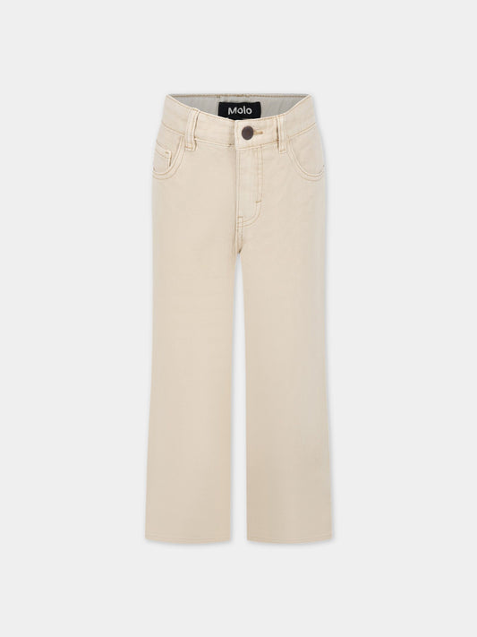 Jeans beige per bambino con logo,Molo,6S23I103 8697