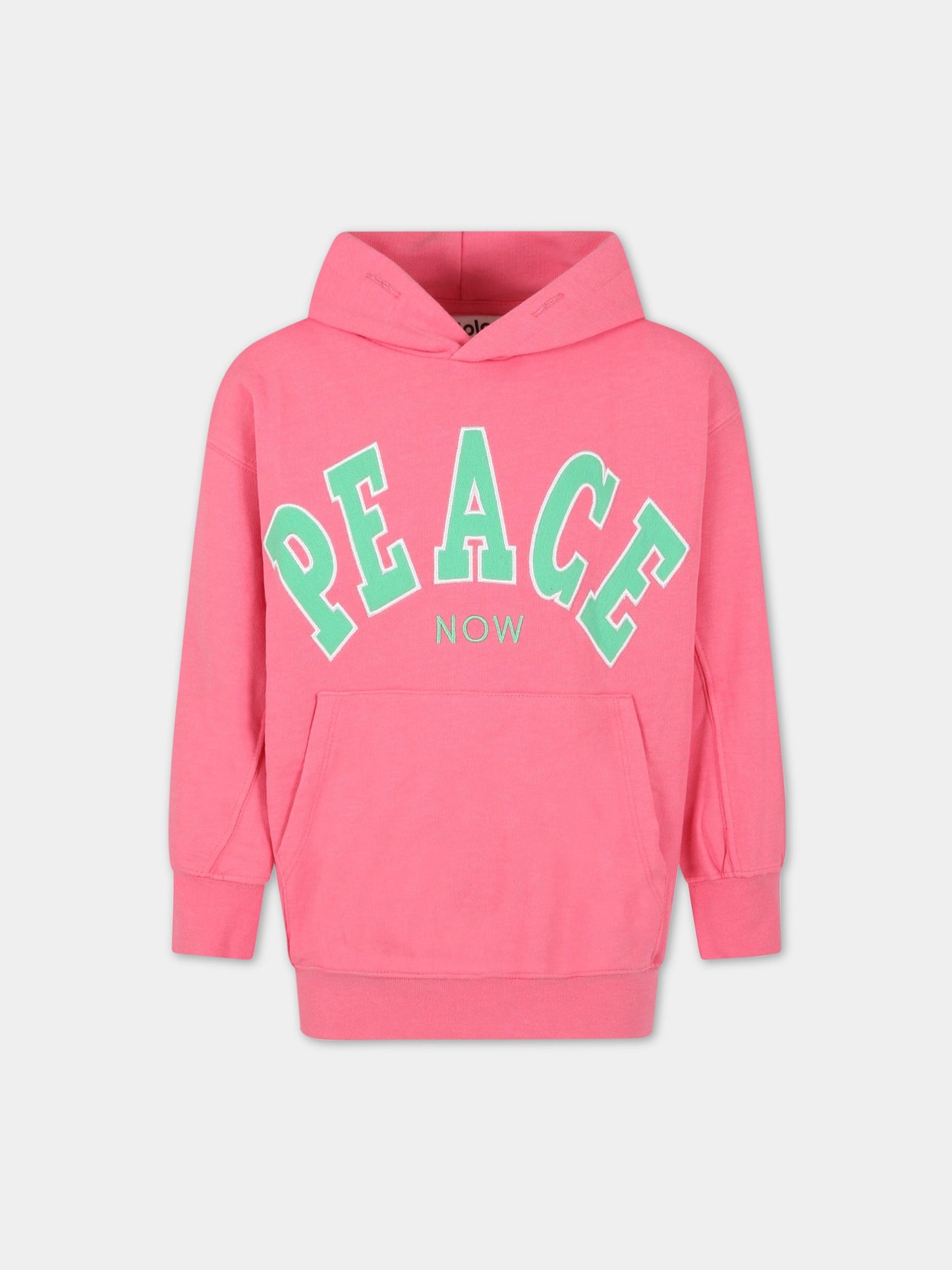 Felpa rosa per bambina con scritta  Peace Now ,Molo,6S23J303 2705